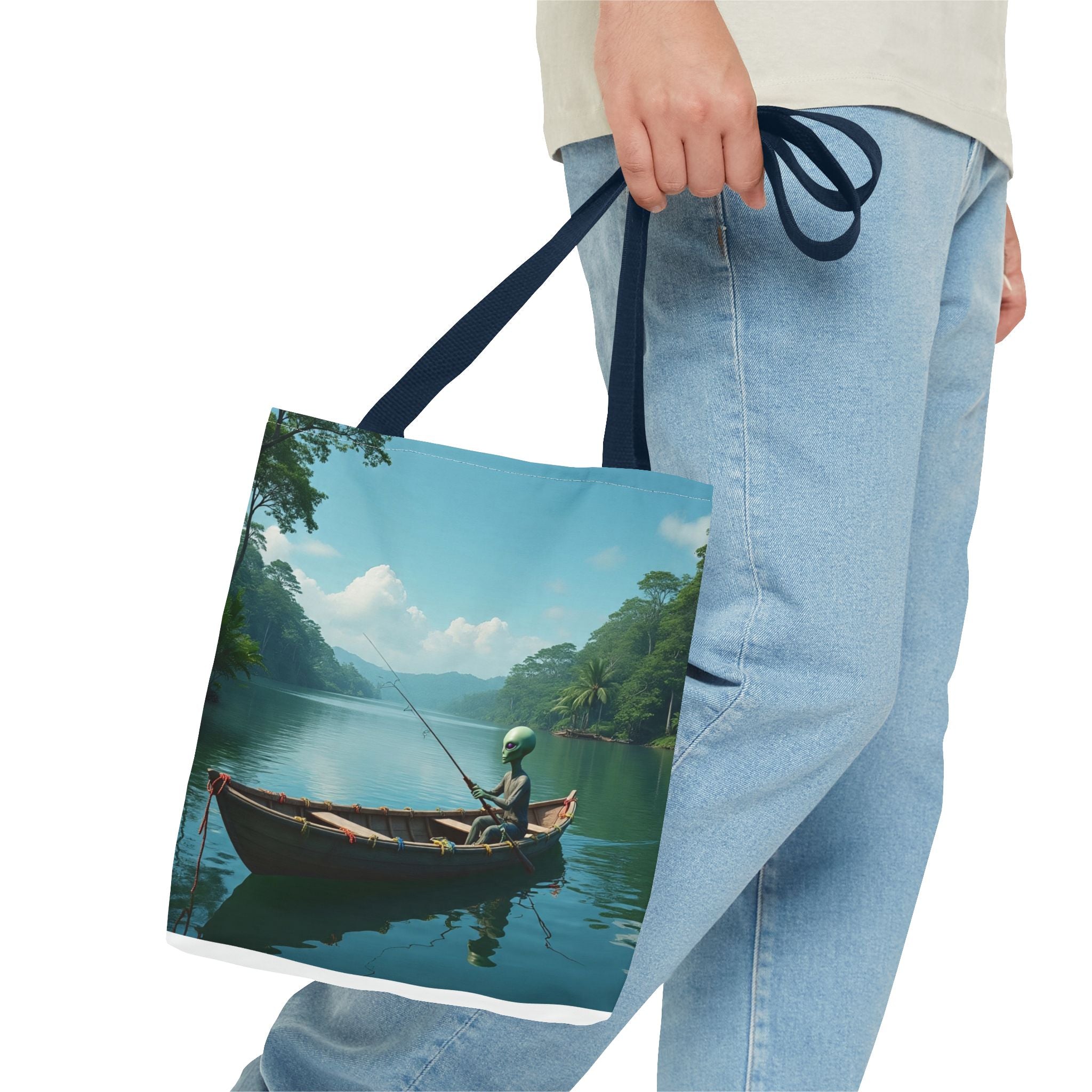 VYBZ Serene Alien Fishing Scenic Tote Bag