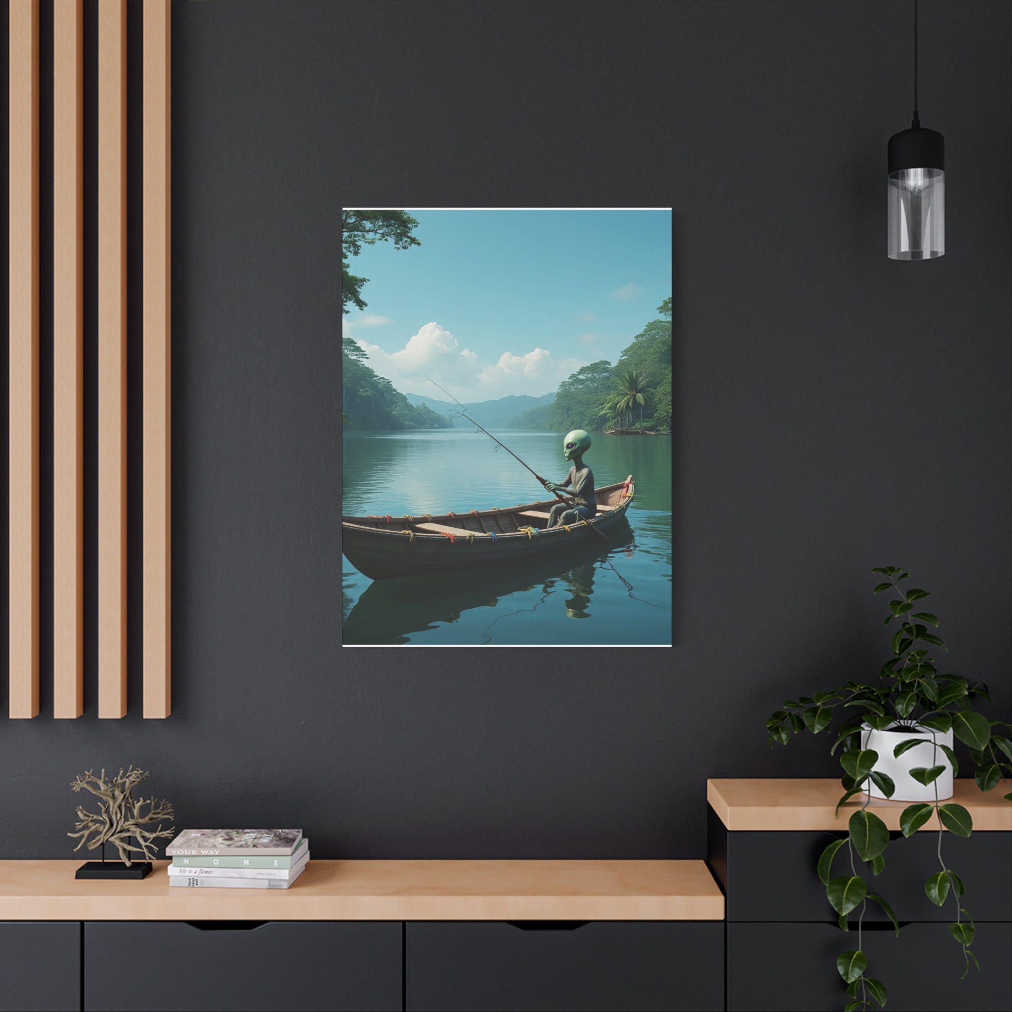 Alien Fishing Canvas Art