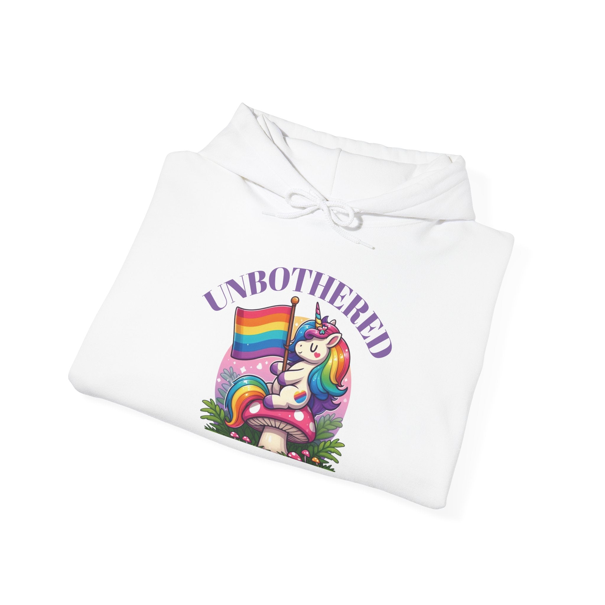 VYBZ "UNBOTHERED" Hoodie for All Ages, LGBTQ+ Gift, Cozy Sweatshirt, Cute Animal Apparel, Fun Pride Merchandise