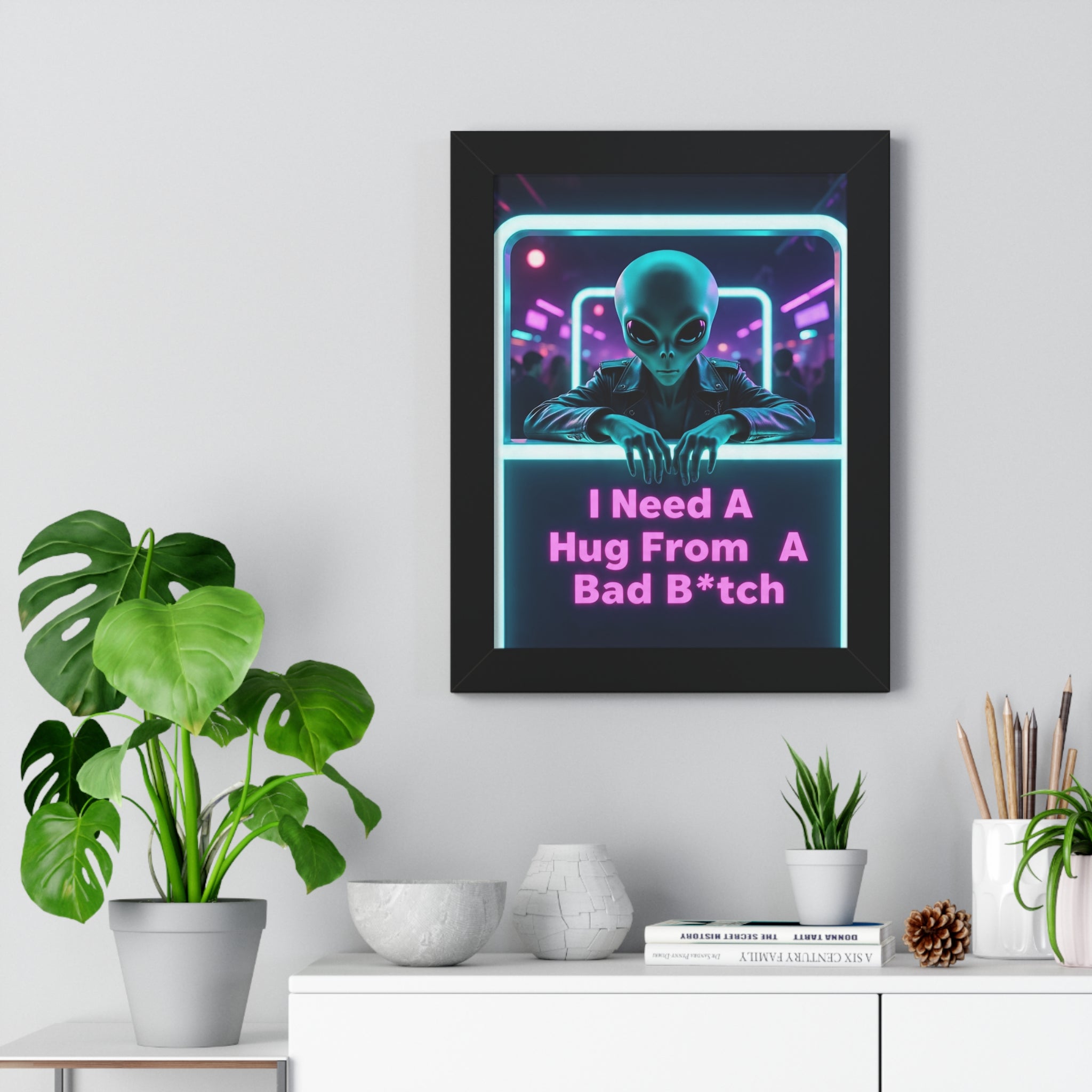 Funky Alien Art Print, Framed Vertical Poster for Home Decor, Cool Gift for Sci-Fi Lovers, Quirky Wall Art for Parties, Unique Room [...]