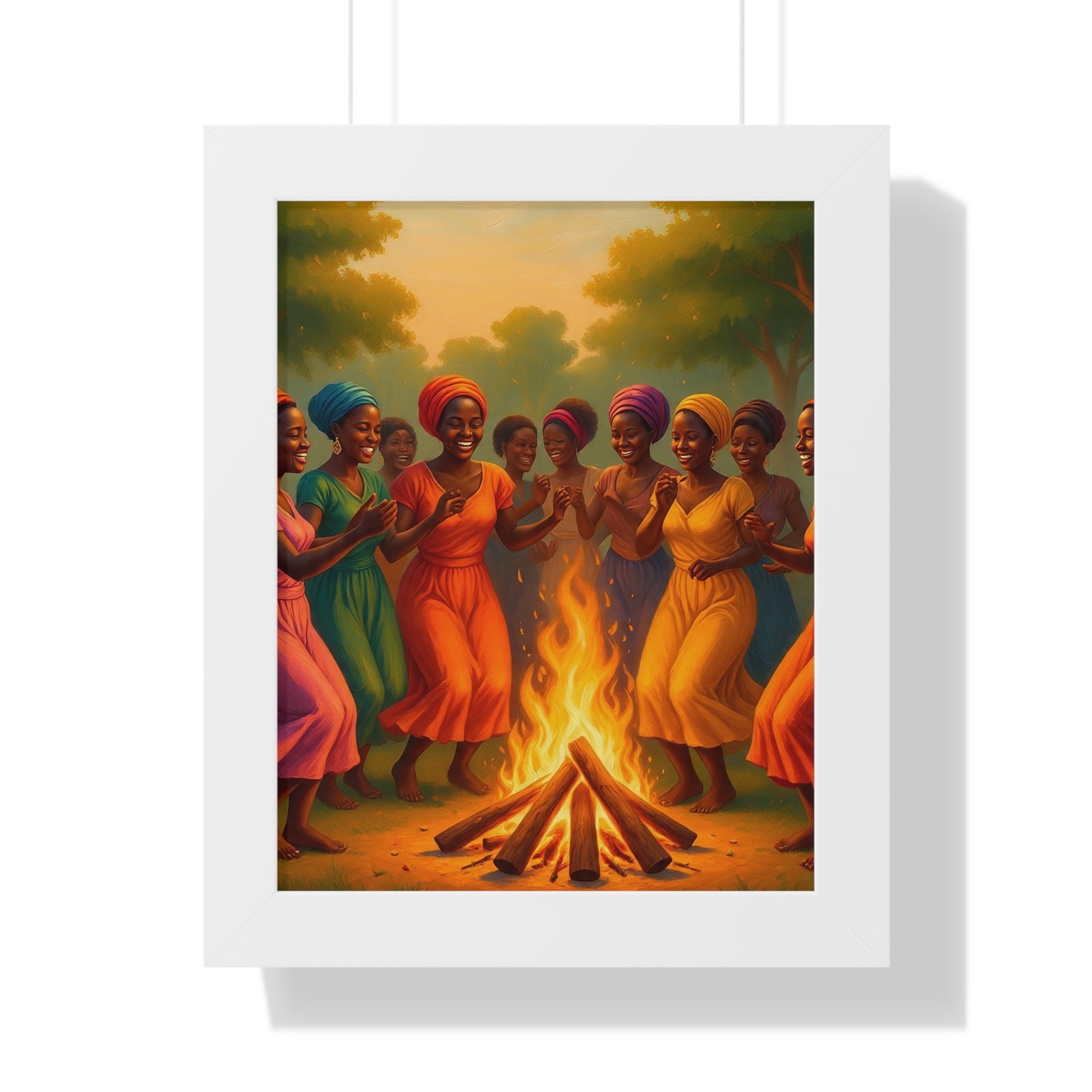 African Women Dance Bonfire Poster