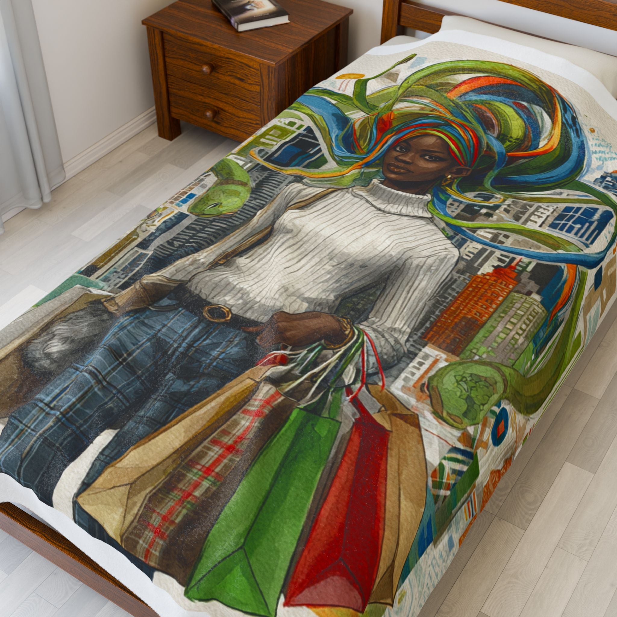 Velveteen Plush Blanket - VYBZ Serpent Queen Retail Therapy Design