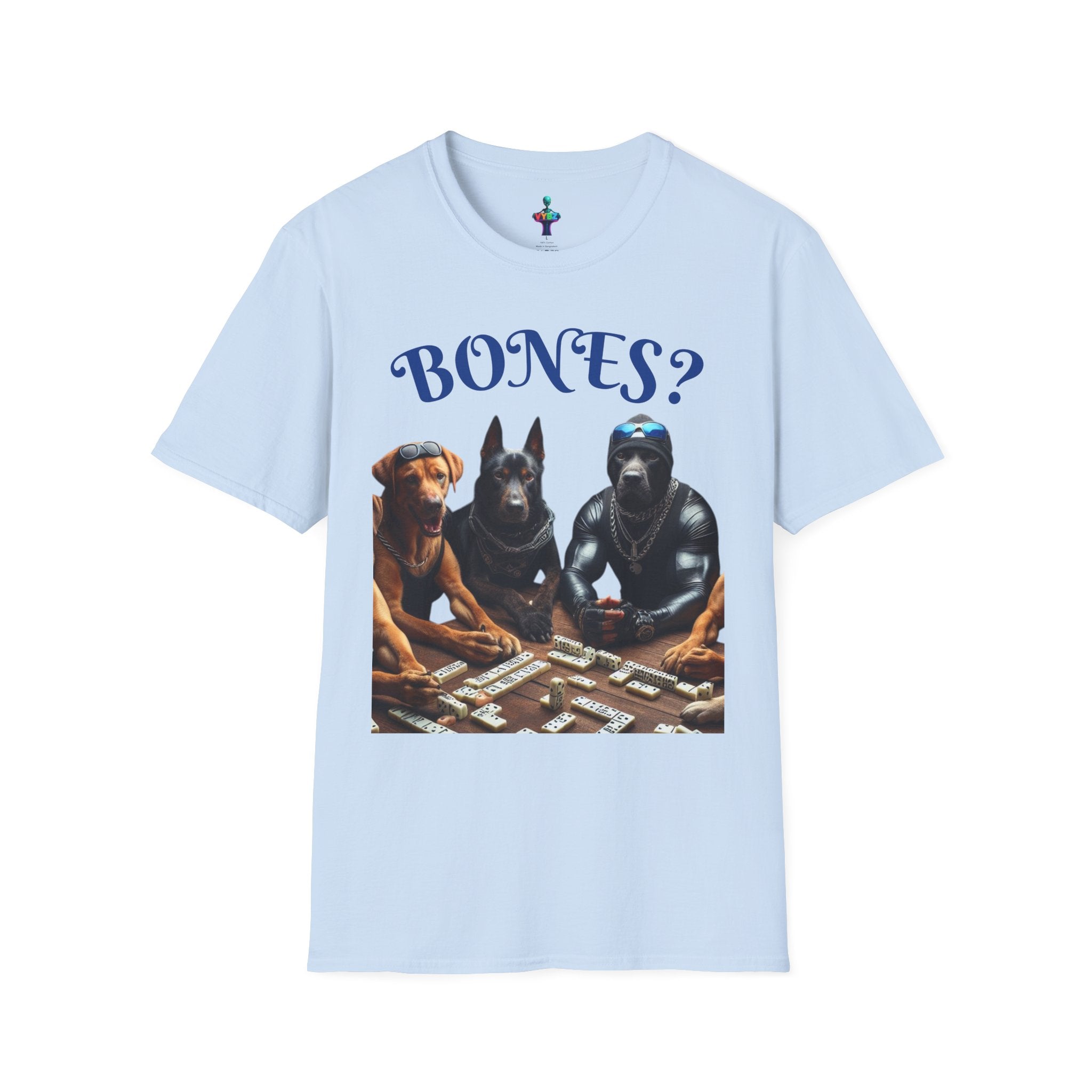 Softstyle T-Shirt with VYBZ Dogs Playing Dominos Urban Slang Design