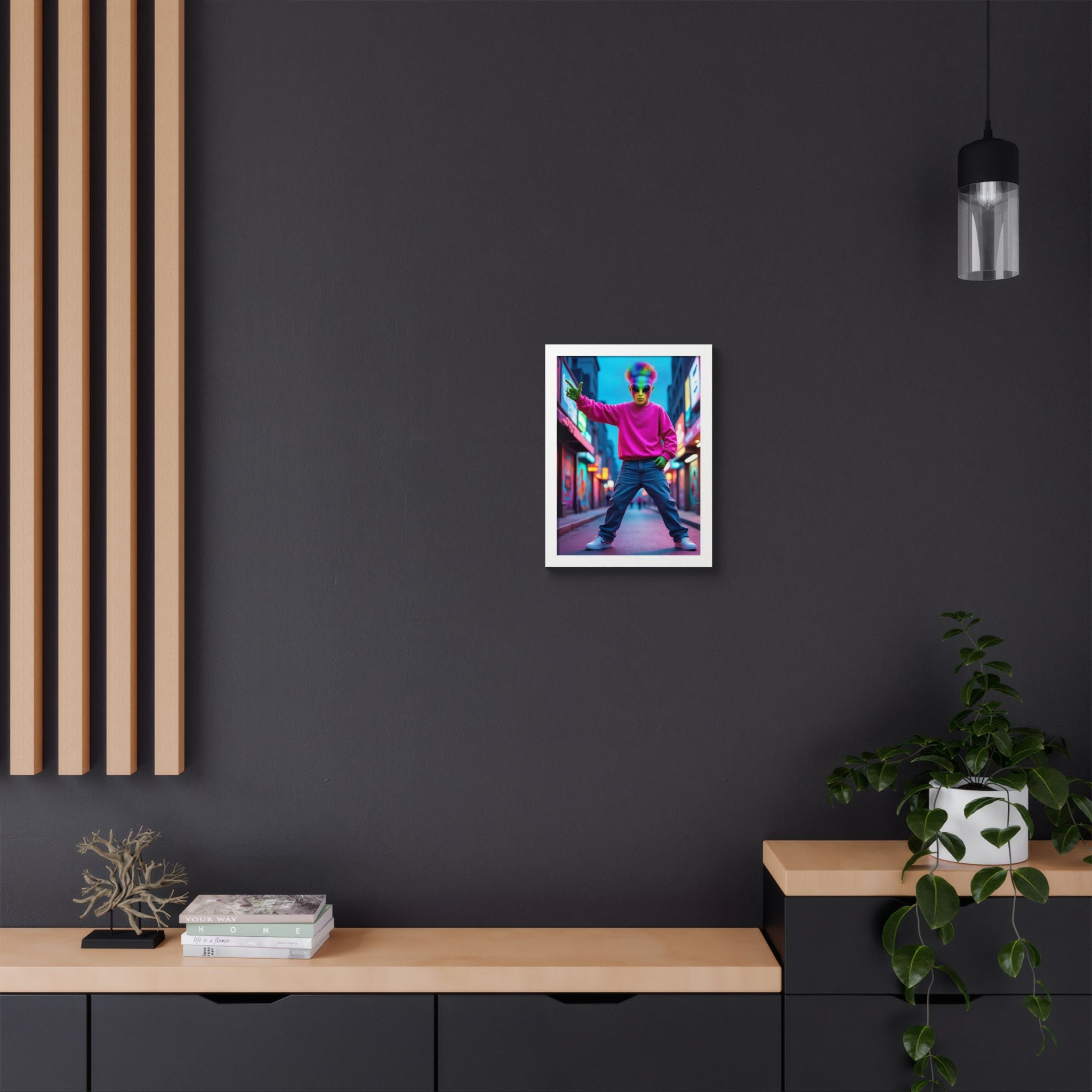 Vibrant Framed Poster, Colorful Wall Art for Home Décor, Funky Room Decoration, Unique Gift for Art Lovers, Retro Vibes, Pop Culture