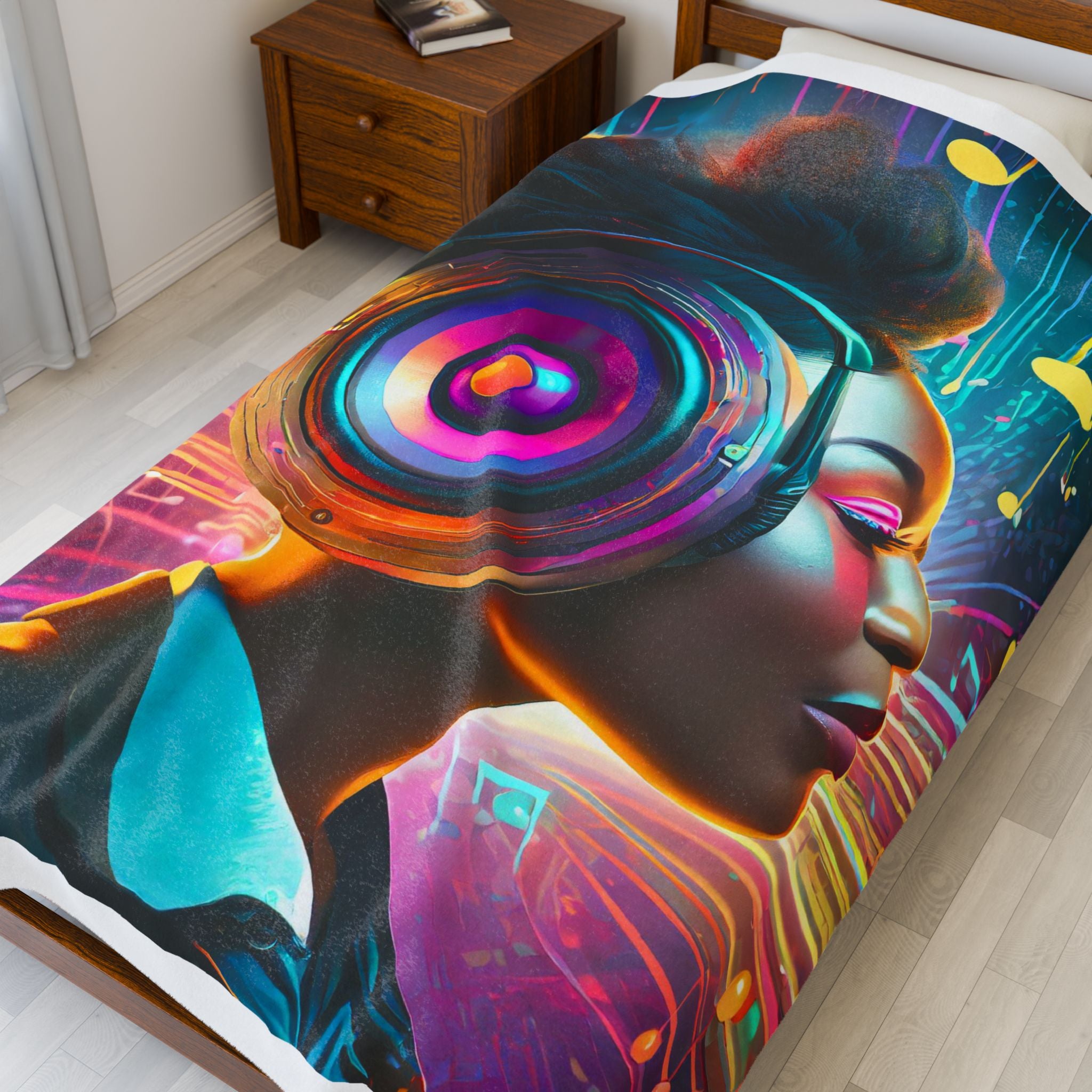 Vibrant Music Lover's Velveteen Plush Blanket