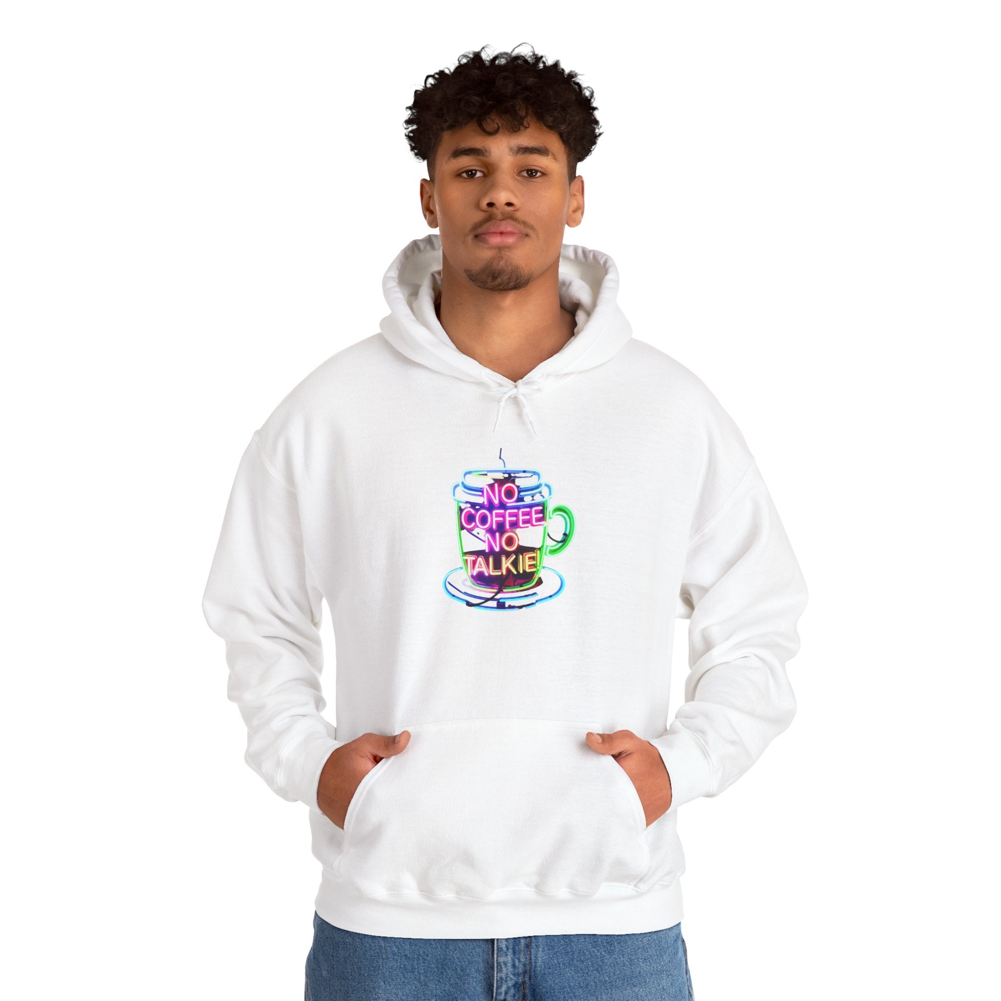 Hoodie - "No Coffee No Talkie" Colorful Coffee Cup Hoodie