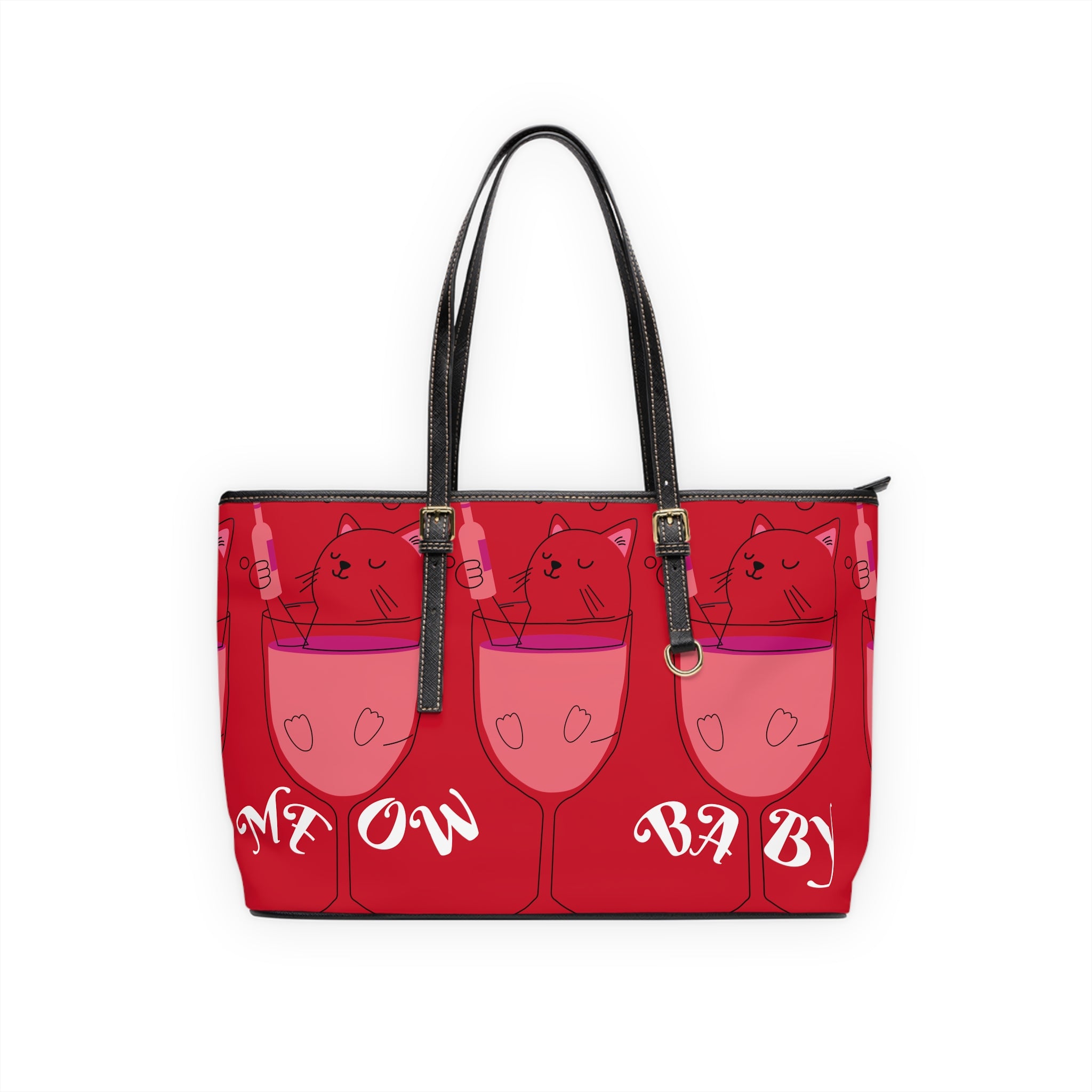VYBZ Quirky Cat-Themed Shoulder Bag, Cat Lover Tote, Gift for Cat Enthusiasts, Trendy Purse for Parties, Fun Bag for Wine Lovers