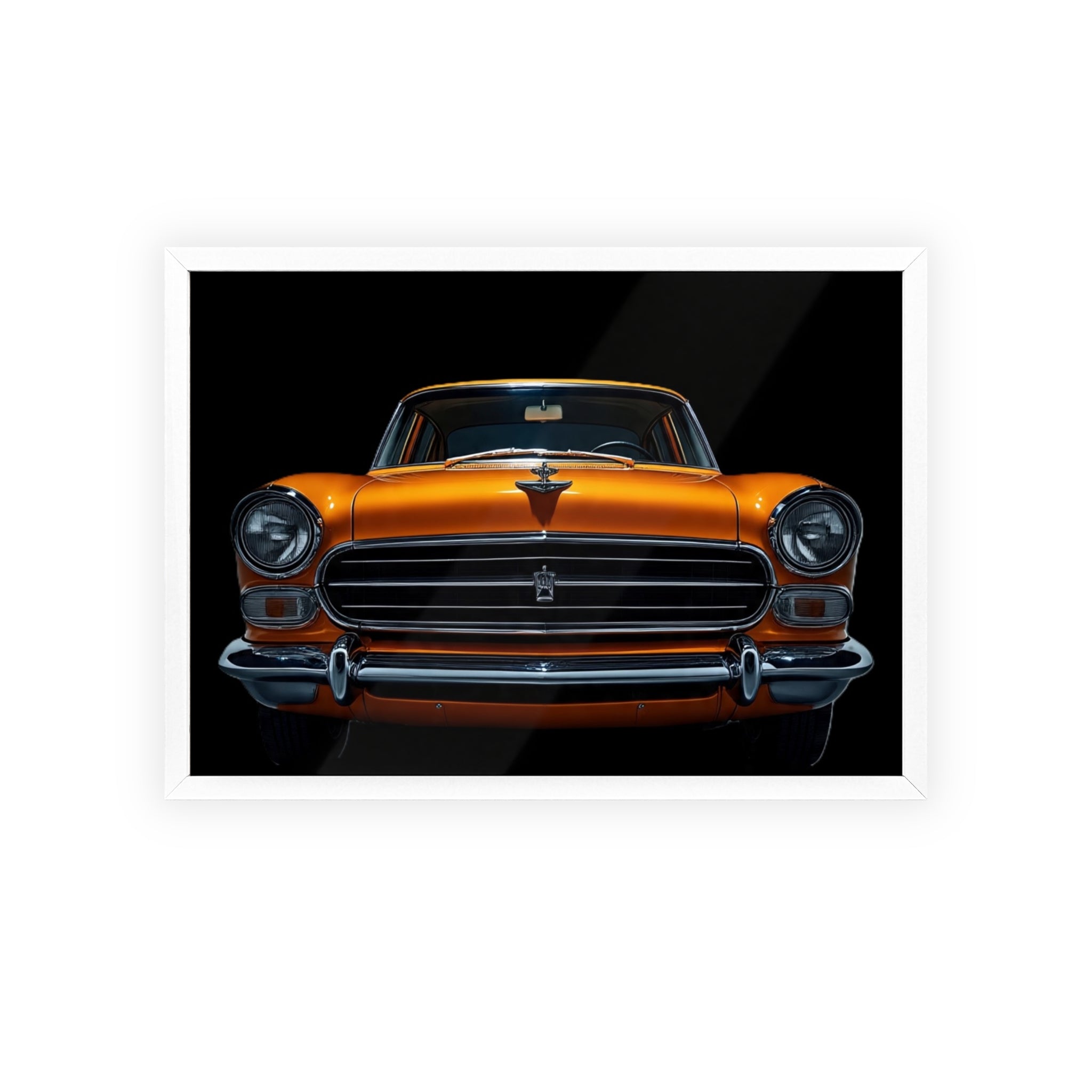 Classic Car Art Poster with Wooden Frame, Vintage Auto Decor, Gift for Car Lovers, Retro Wall Art, Home & Office Decoration
