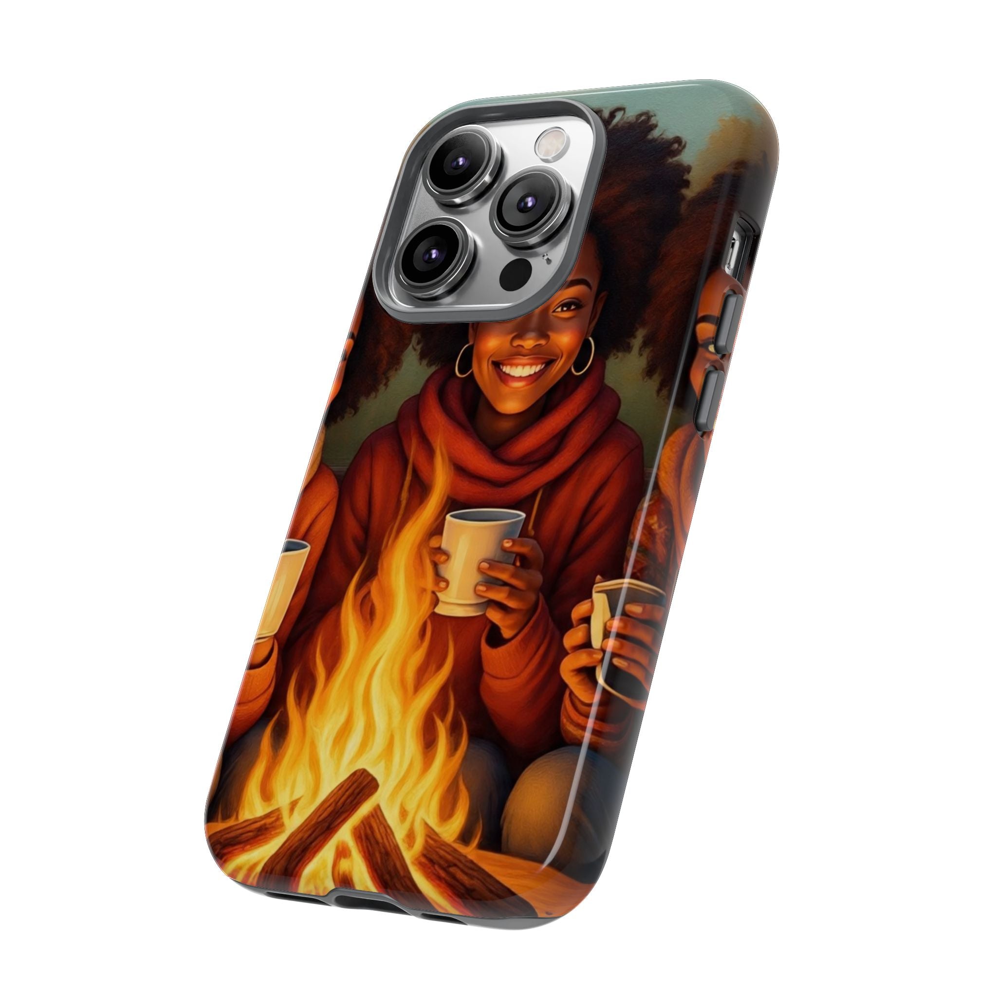 Cozy Phone Case for Campfire Lovers, Tough Cases with Inspirational Design, Perfect Gift for Friends, Birthday Present, Nature Vibe