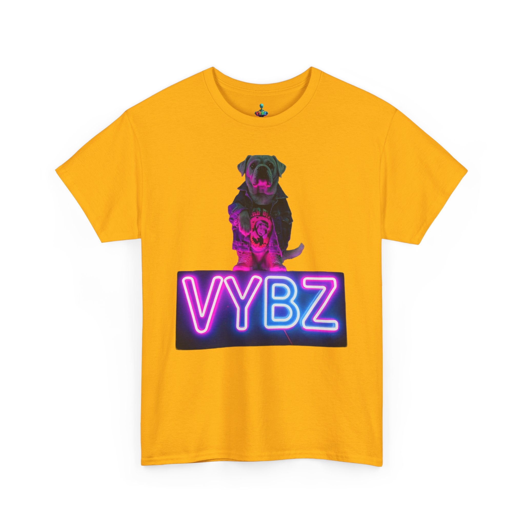Neon Dog VYBZ Tee, Unisex Heavy Cotton T-Shirt, Casual Wear, Pet Lovers Gift, Streetwear Style, Dog Lover Apparel