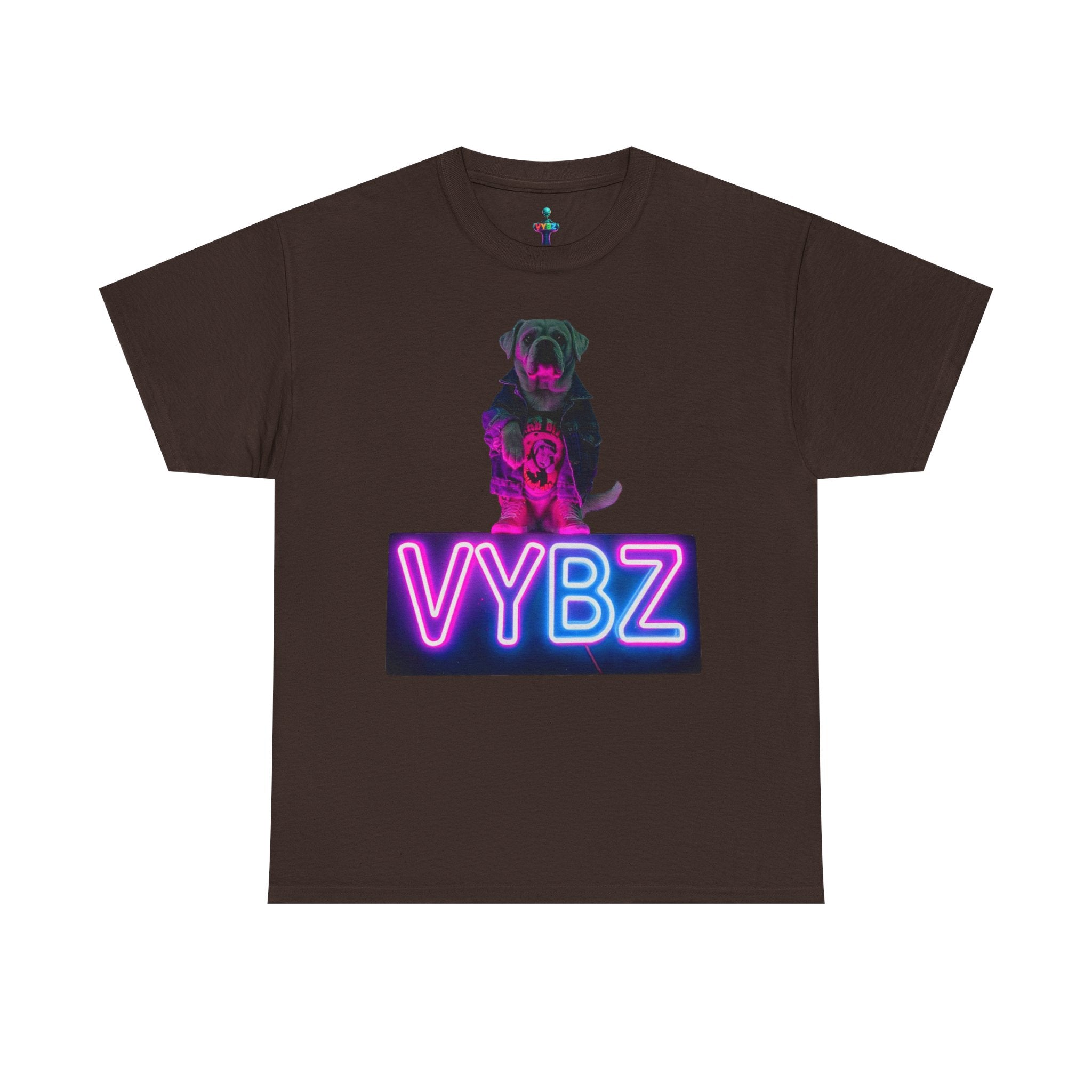 Neon Dog VYBZ Tee, Unisex Heavy Cotton T-Shirt, Casual Wear, Pet Lovers Gift, Streetwear Style, Dog Lover Apparel