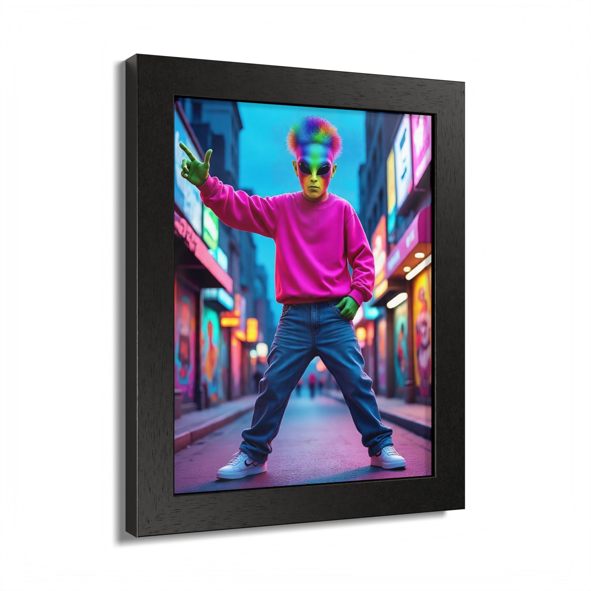 Vibrant Framed Poster, Colorful Wall Art for Home Décor, Funky Room Decoration, Unique Gift for Art Lovers, Retro Vibes, Pop Culture