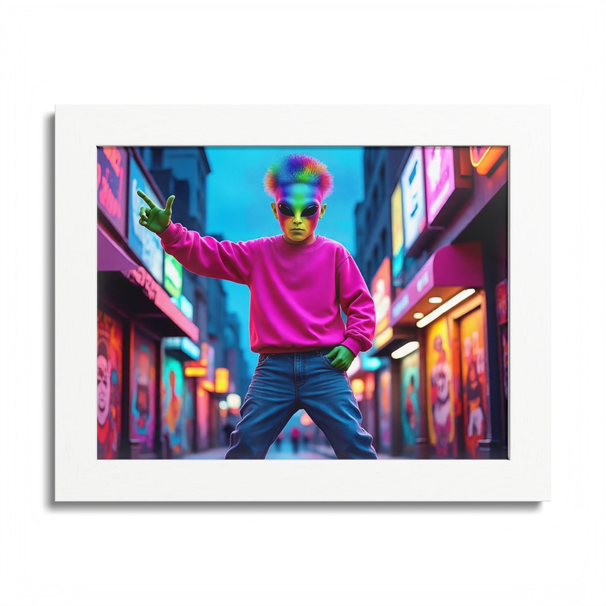Vibrant Framed Poster, Colorful Wall Art for Home Décor, Funky Room Decoration, Unique Gift for Art Lovers, Retro Vibes, Pop Culture