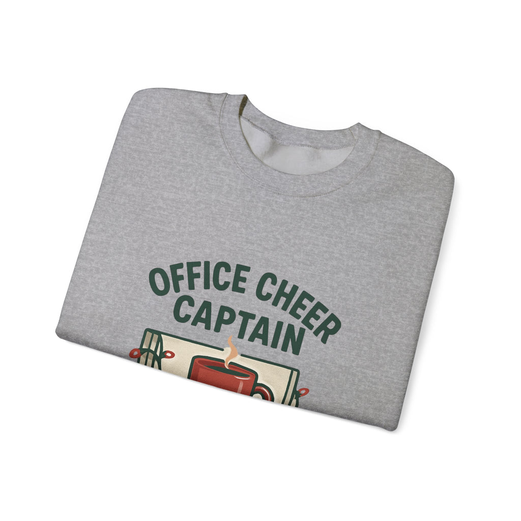 Crewneck Sweatshirt — "Office Cheer Captain" Holiday Coffee Crew