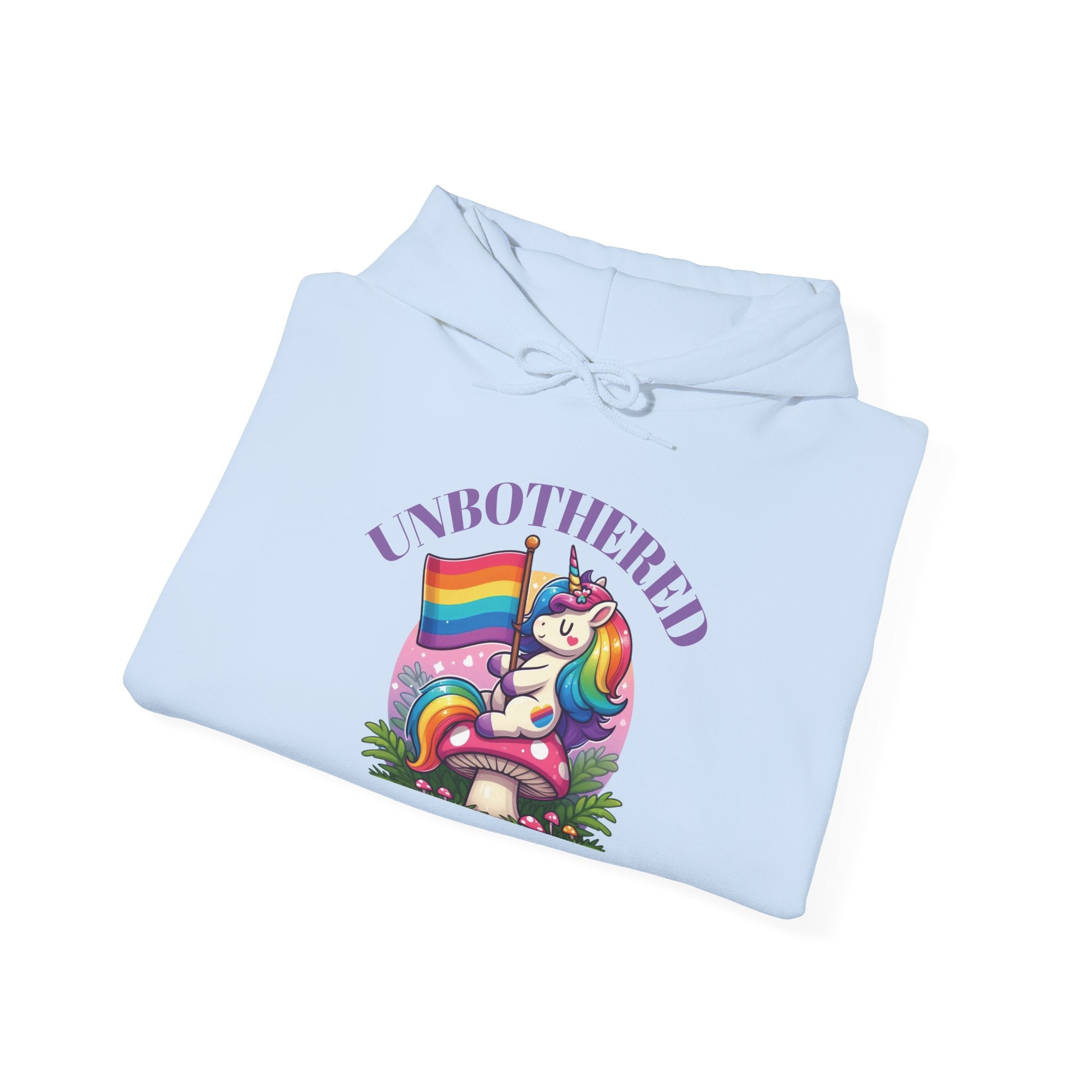 VYBZ "UNBOTHERED" Hoodie for All Ages, LGBTQ+ Gift, Cozy Sweatshirt, Cute Animal Apparel, Fun Pride Merchandise