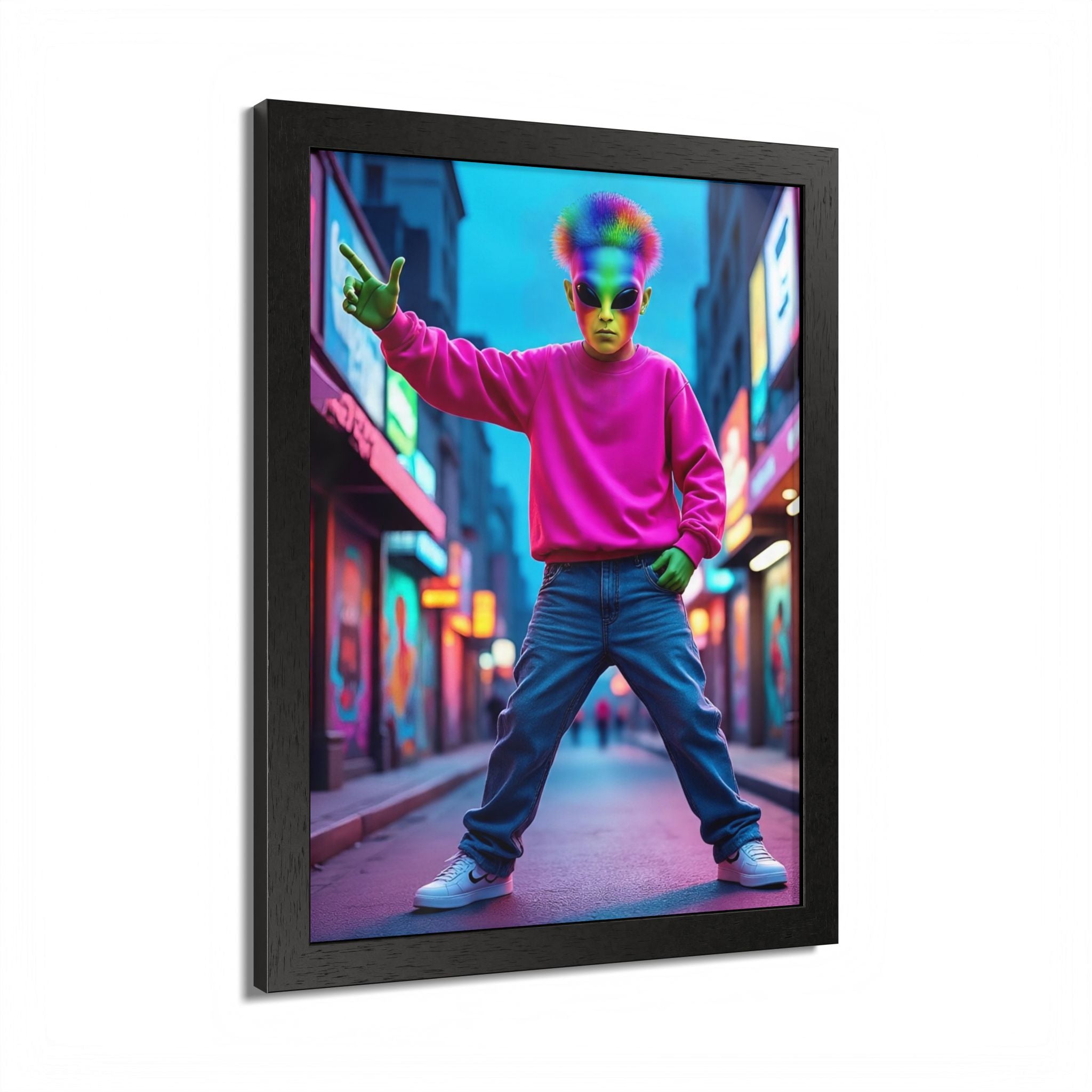 Vibrant Framed Poster, Colorful Wall Art for Home Décor, Funky Room Decoration, Unique Gift for Art Lovers, Retro Vibes, Pop Culture