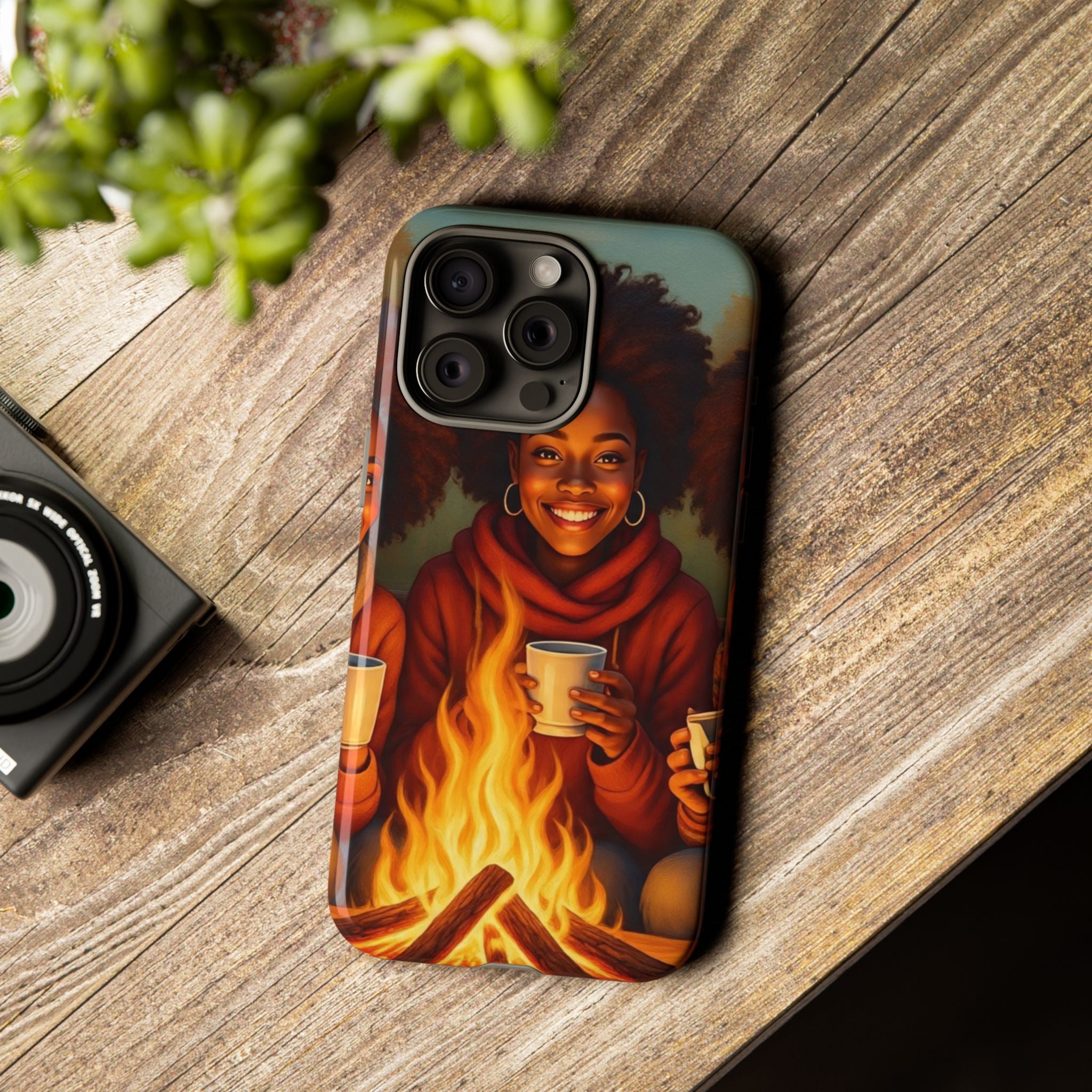 Cozy Phone Case for Campfire Lovers, Tough Cases with Inspirational Design, Perfect Gift for Friends, Birthday Present, Nature Vibe