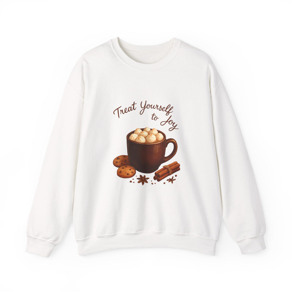Cozy Hot Cocoa Sweatshirt — "Treat Yourself to Joy" Crewneck
