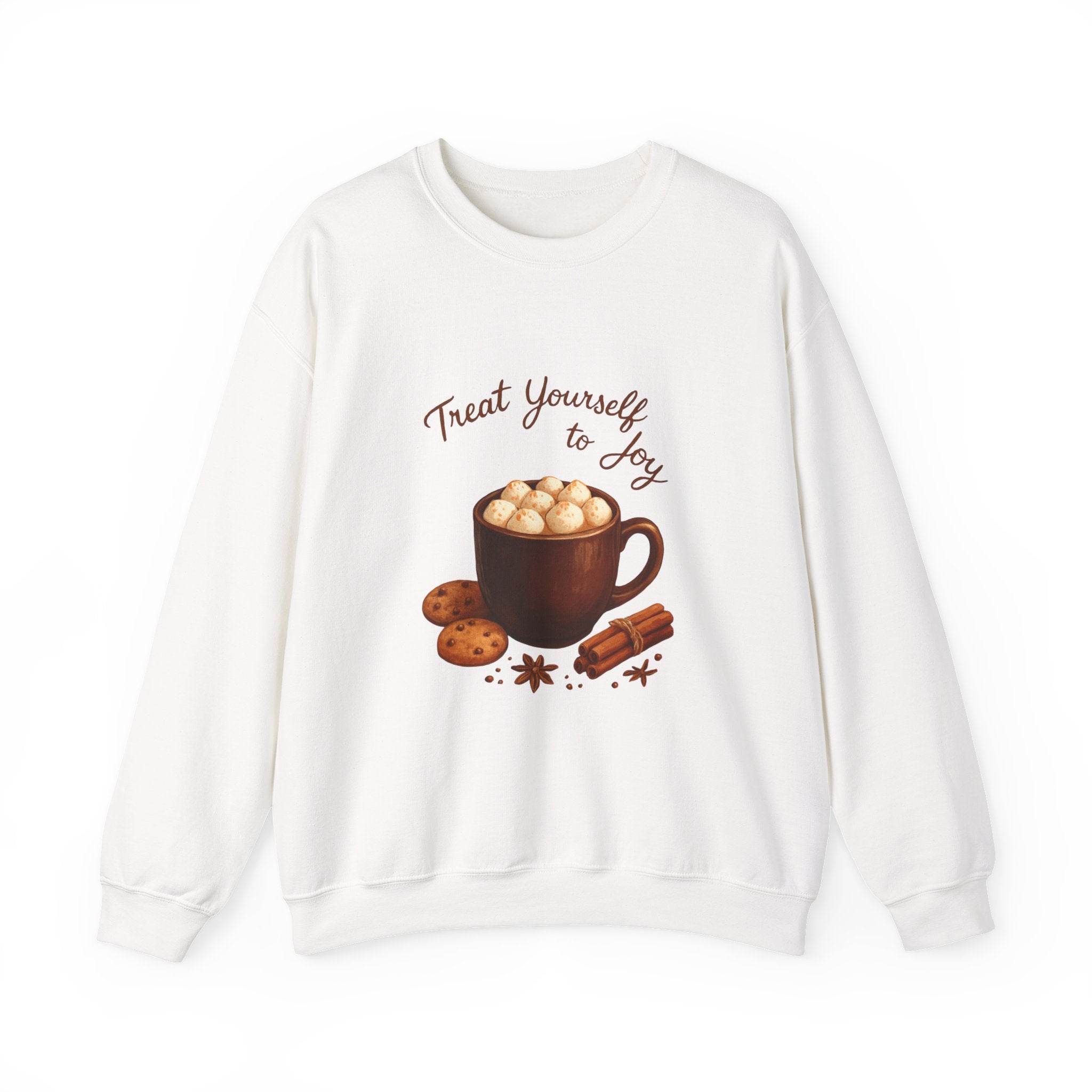 Cozy Hot Cocoa Sweatshirt — "Treat Yourself to Joy" Crewneck