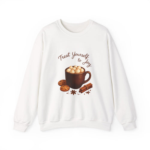Cozy Hot Cocoa Sweatshirt — "Treat Yourself to Joy" Crewneck