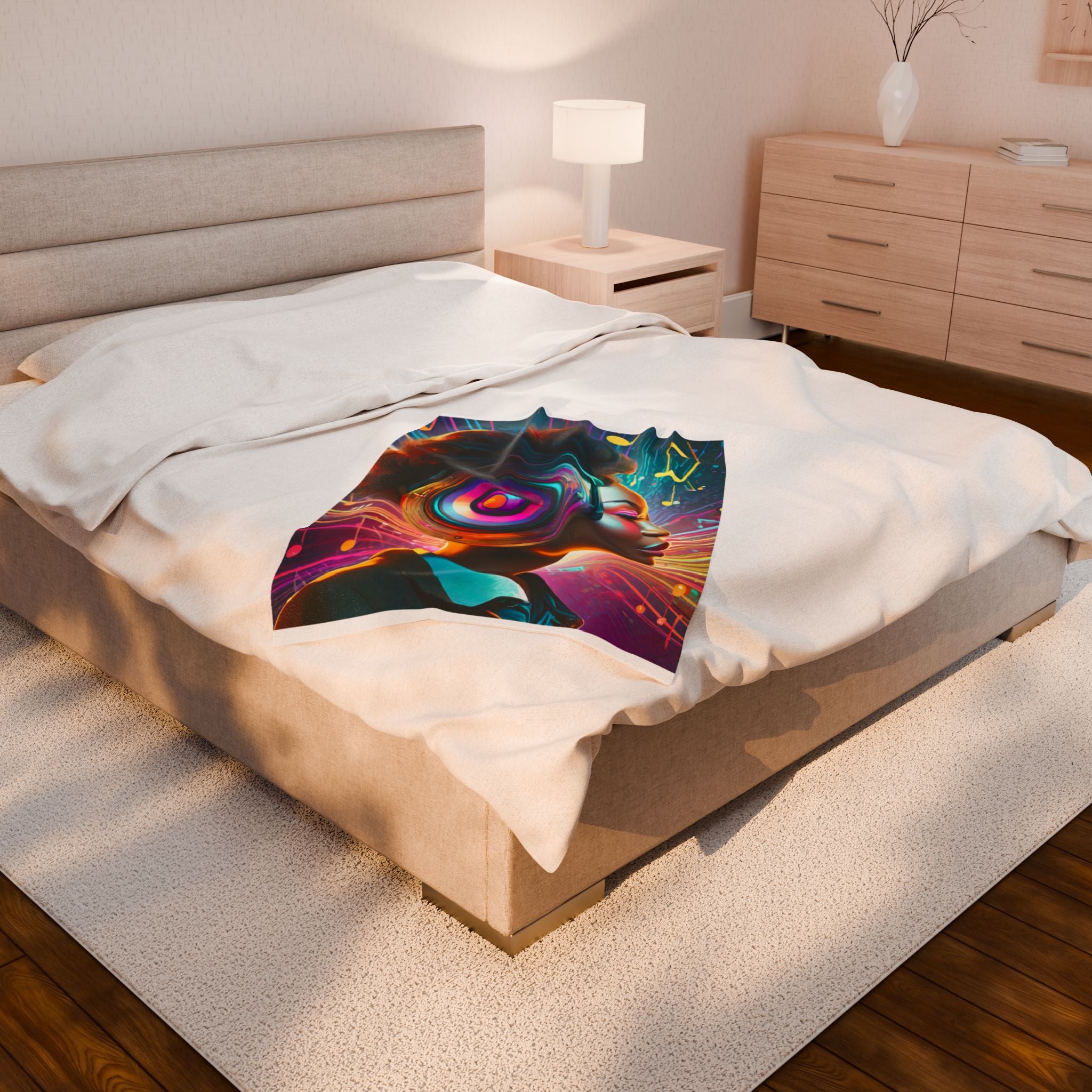 Vibrant Music Lover's Velveteen Plush Blanket