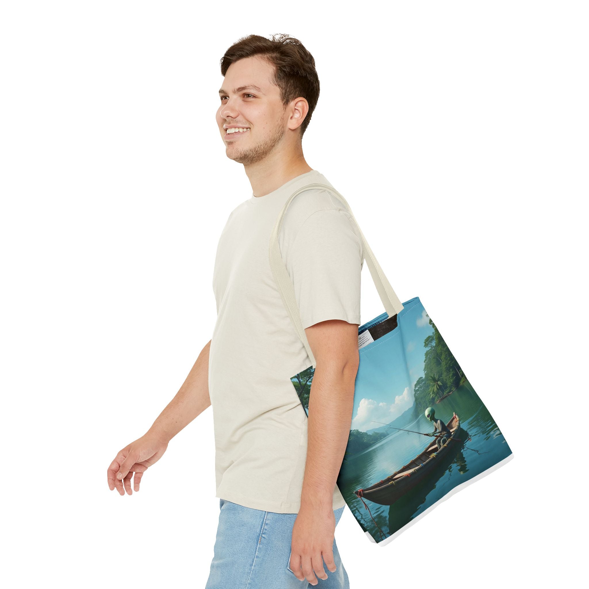 VYBZ Serene Alien Fishing Scenic Tote Bag