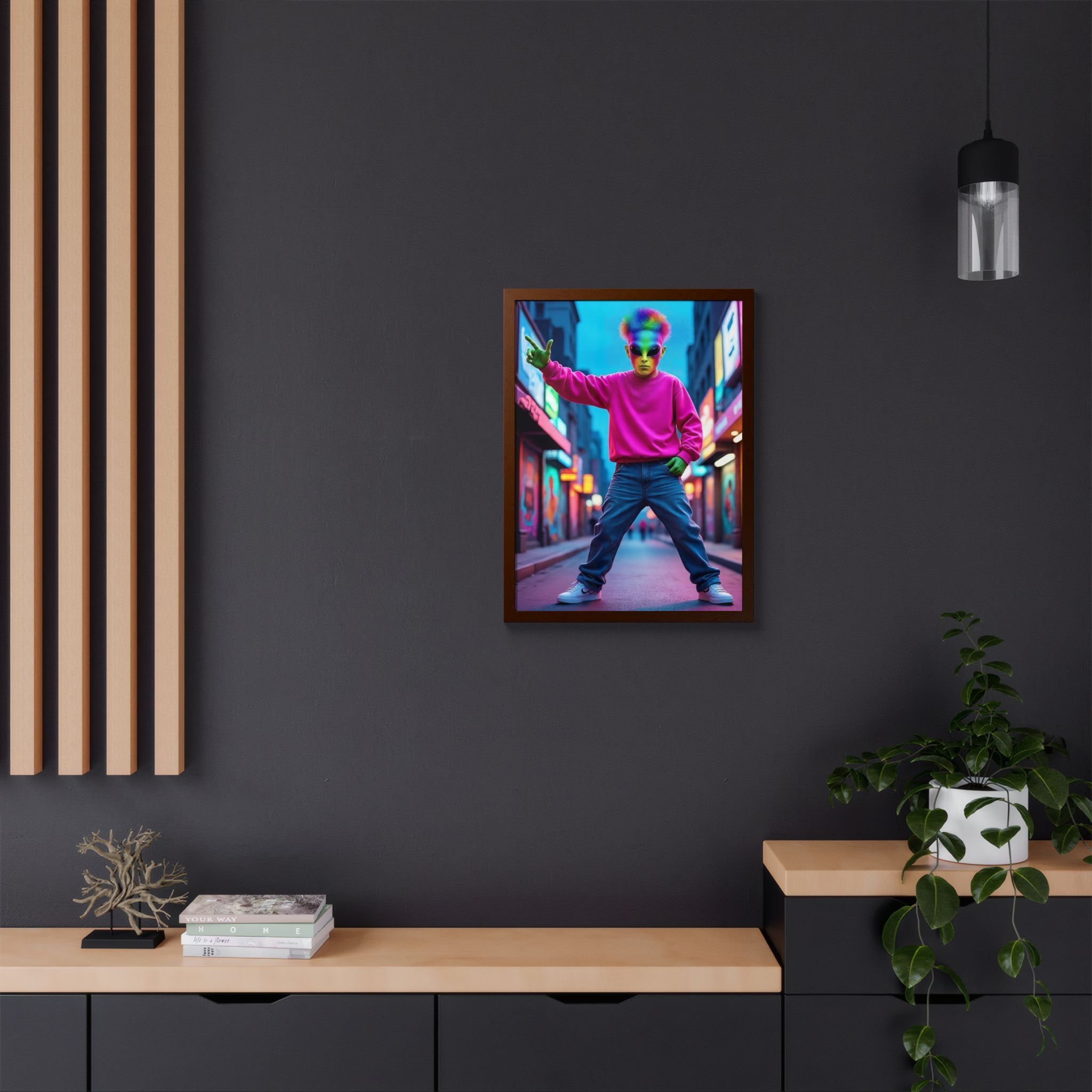 Vibrant Framed Poster, Colorful Wall Art for Home Décor, Funky Room Decoration, Unique Gift for Art Lovers, Retro Vibes, Pop Culture