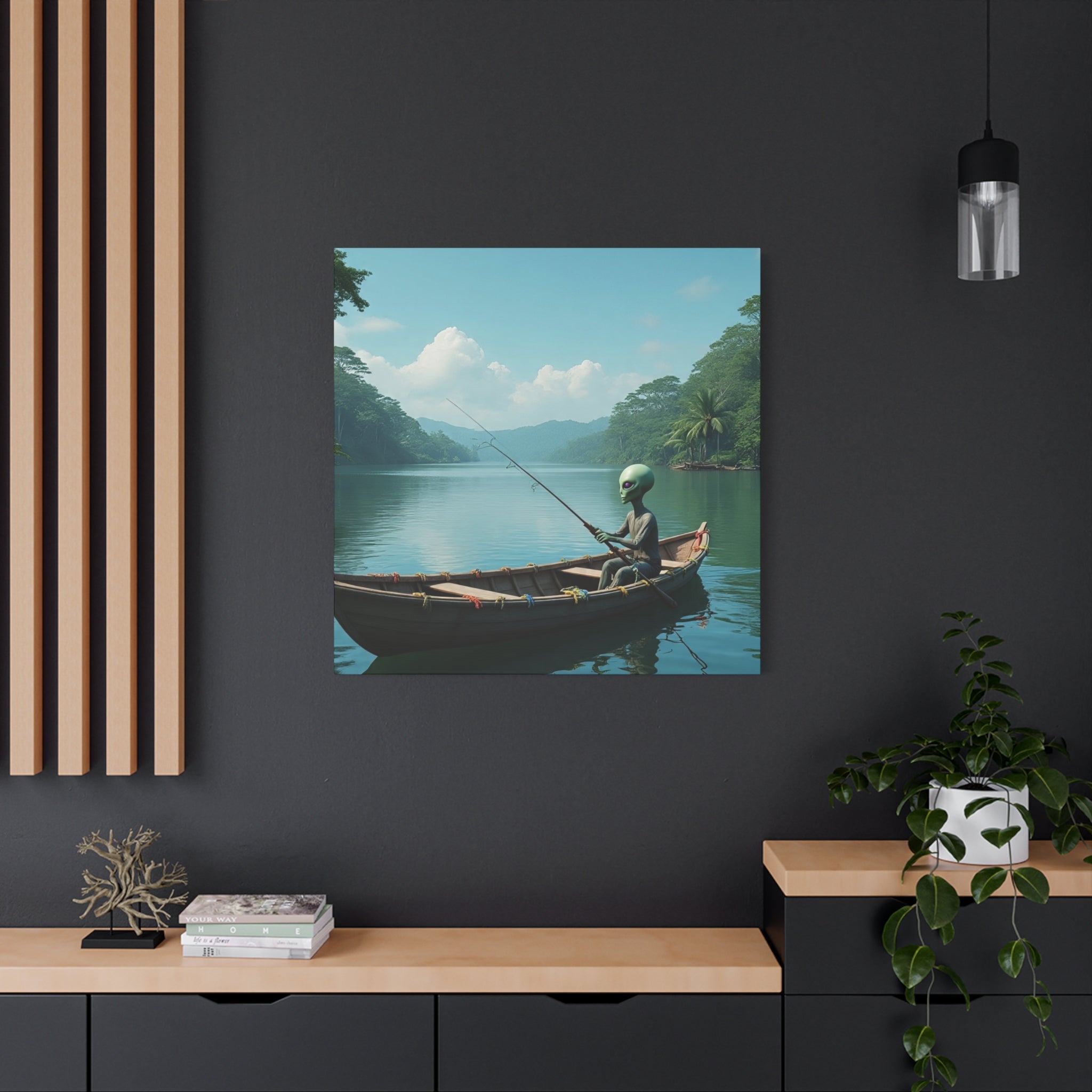 Alien Fishing Canvas Art