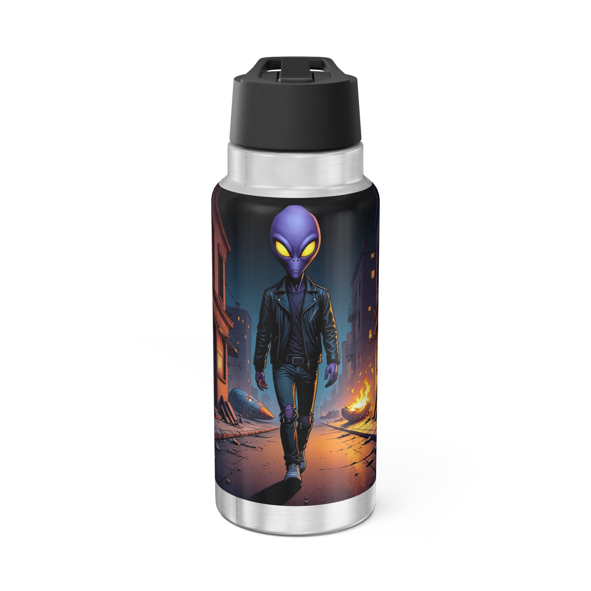 Alien-Themed 32oz Stainless Steel Water Bottle