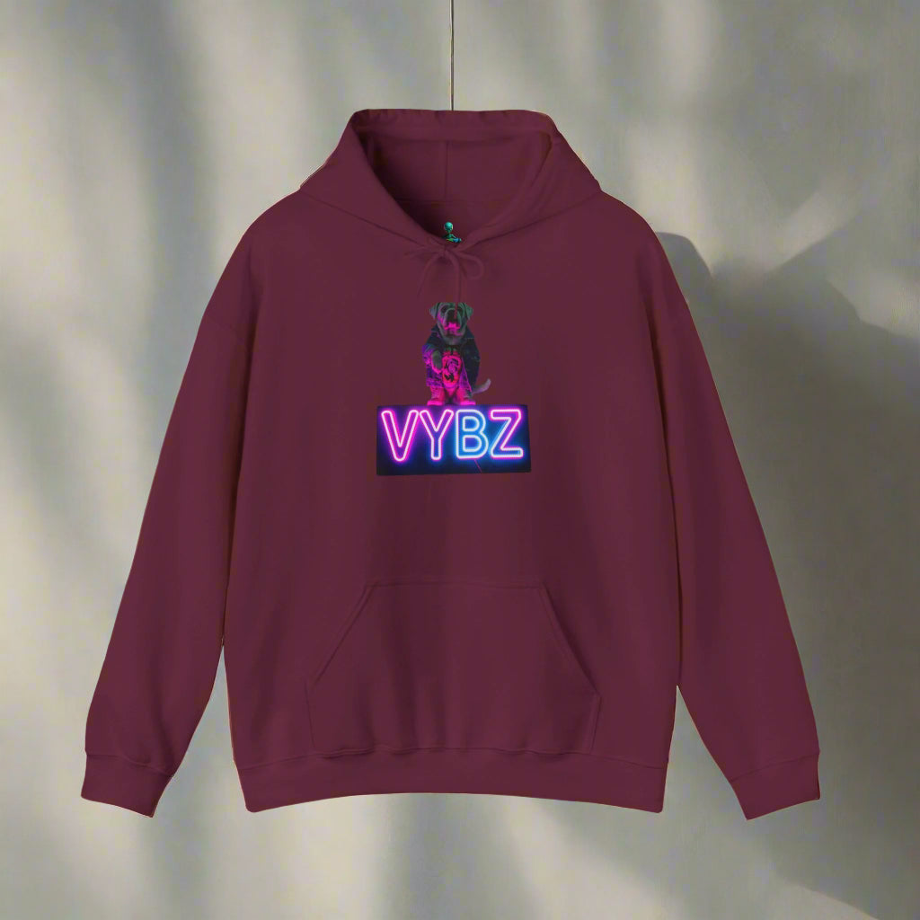 VYBZ Neon Dog Vibe Hoodie, Dog Lover Gift, Unisex Sweatshirt, Cozy Fashion, Music Festival Apparel, Streetwear Style