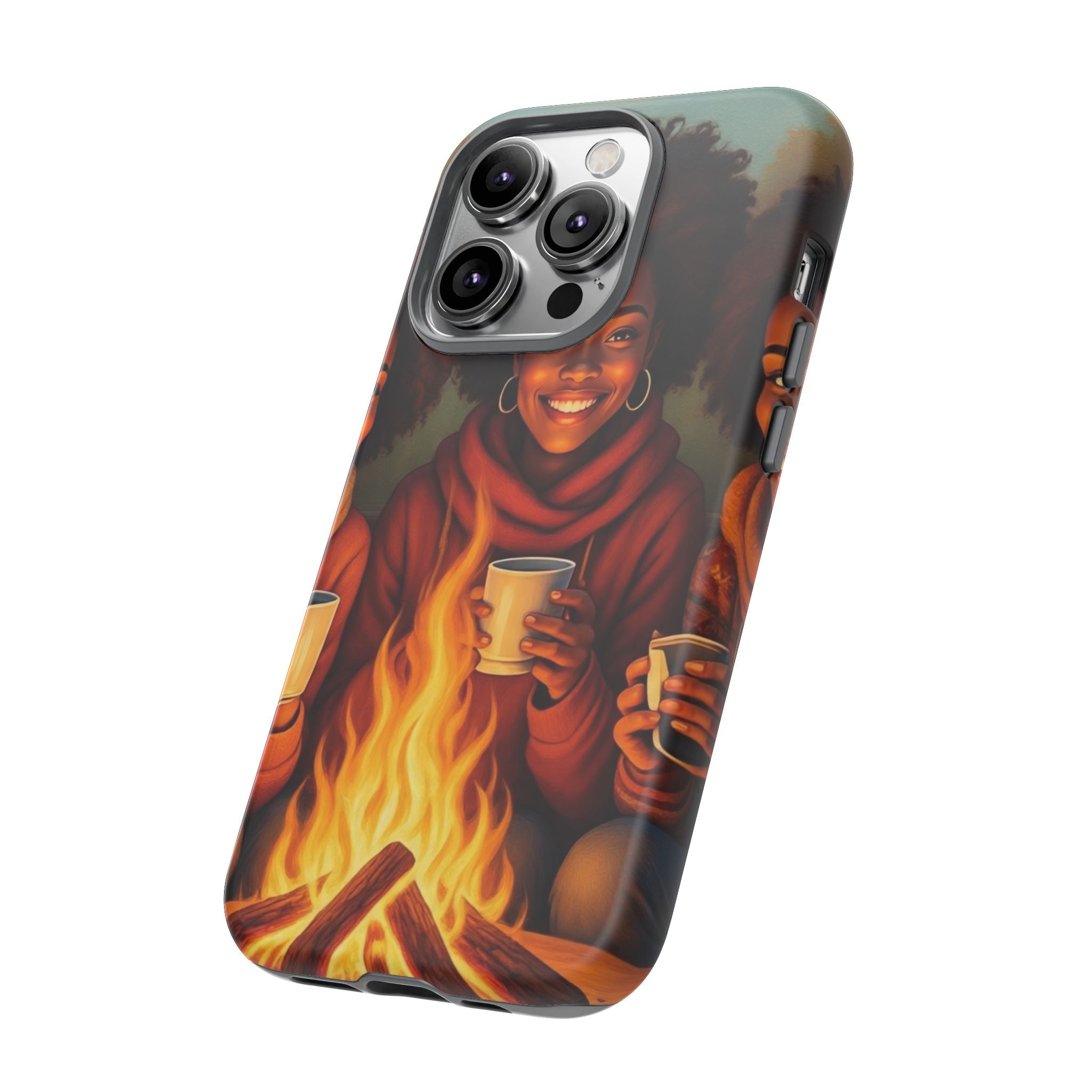 Cozy Phone Case for Campfire Lovers, Tough Cases with Inspirational Design, Perfect Gift for Friends, Birthday Present, Nature Vibe