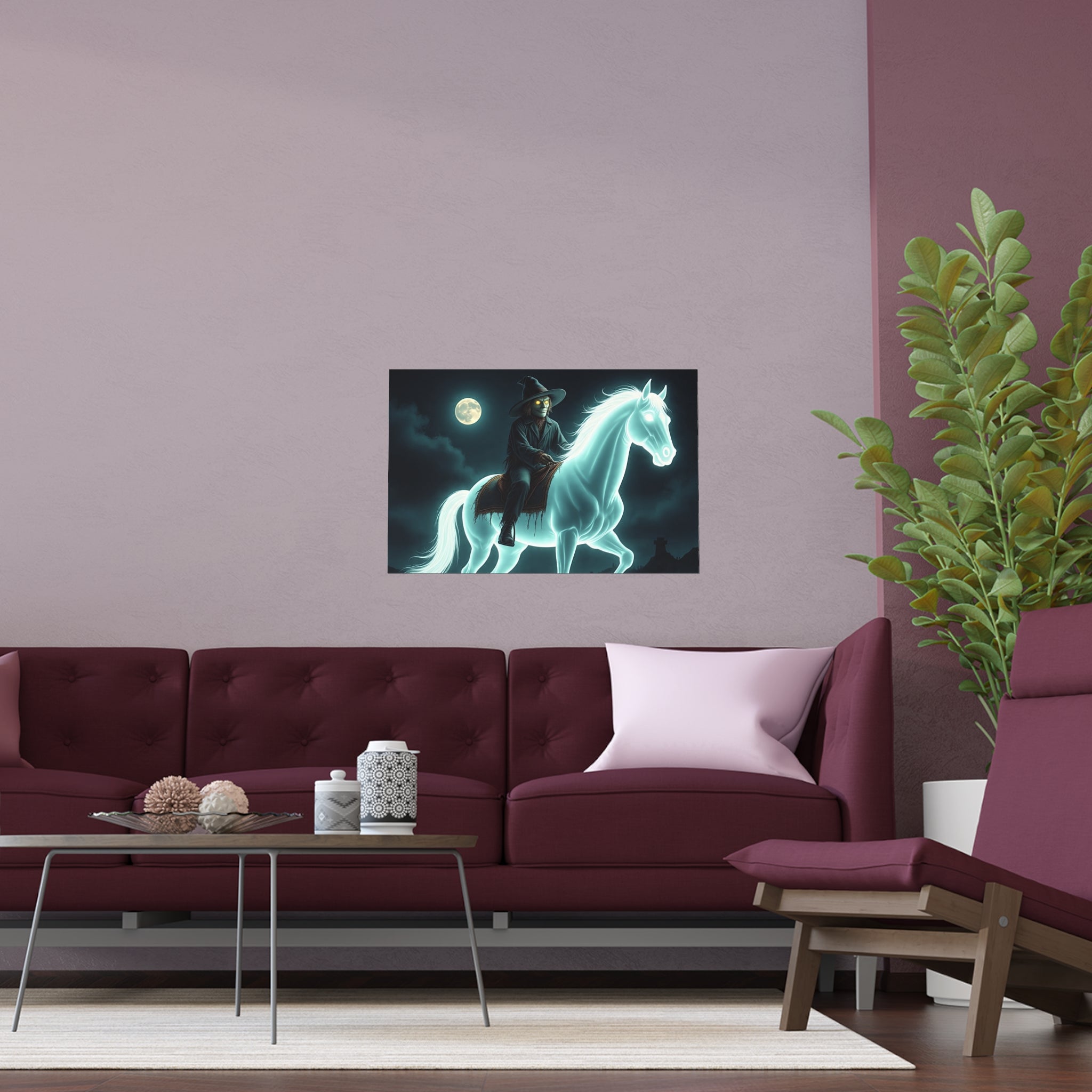 Mystical Wizard Horse Silk Poster, Home Decor, Halloween Art, Wall Art, Gift for Horse Lovers, Indoor and Outdoor Decoration