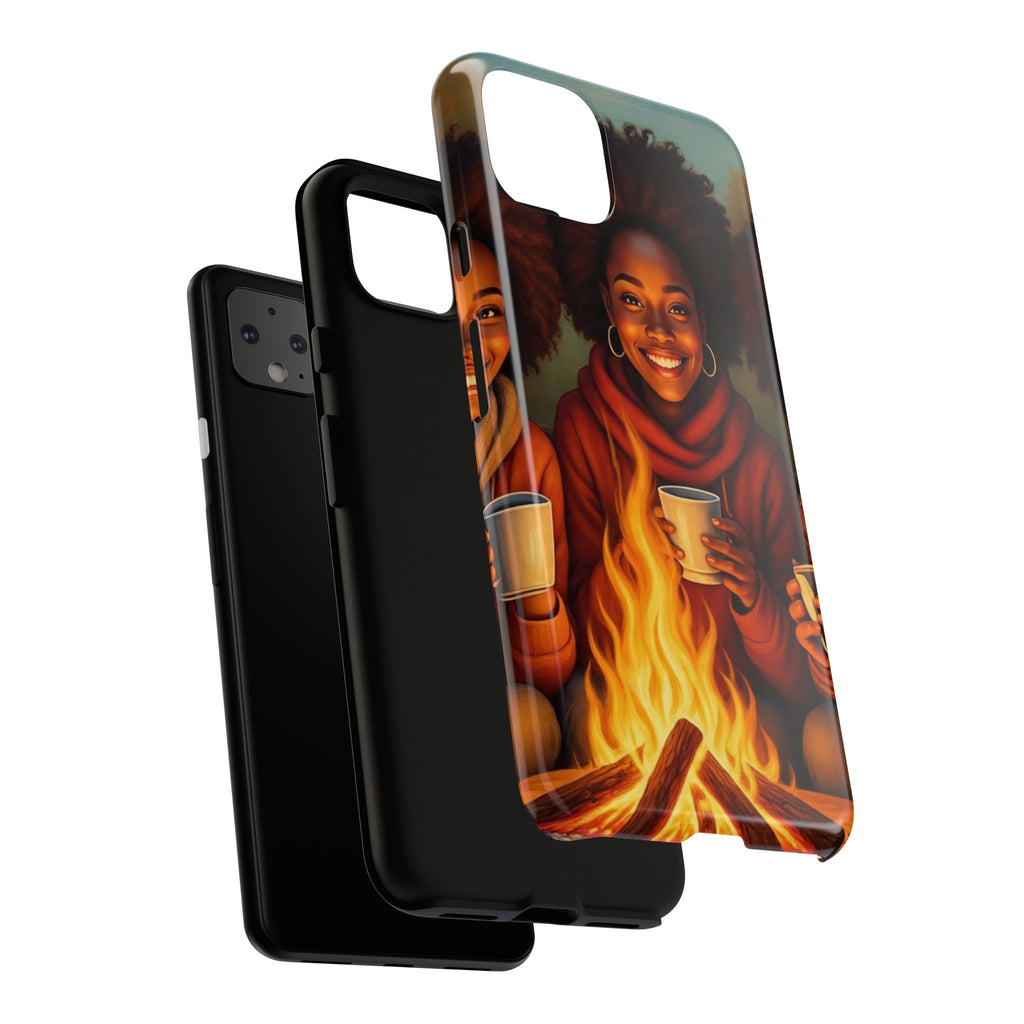 Cozy Phone Case for Campfire Lovers, Tough Cases with Inspirational Design, Perfect Gift for Friends, Birthday Present, Nature Vibe