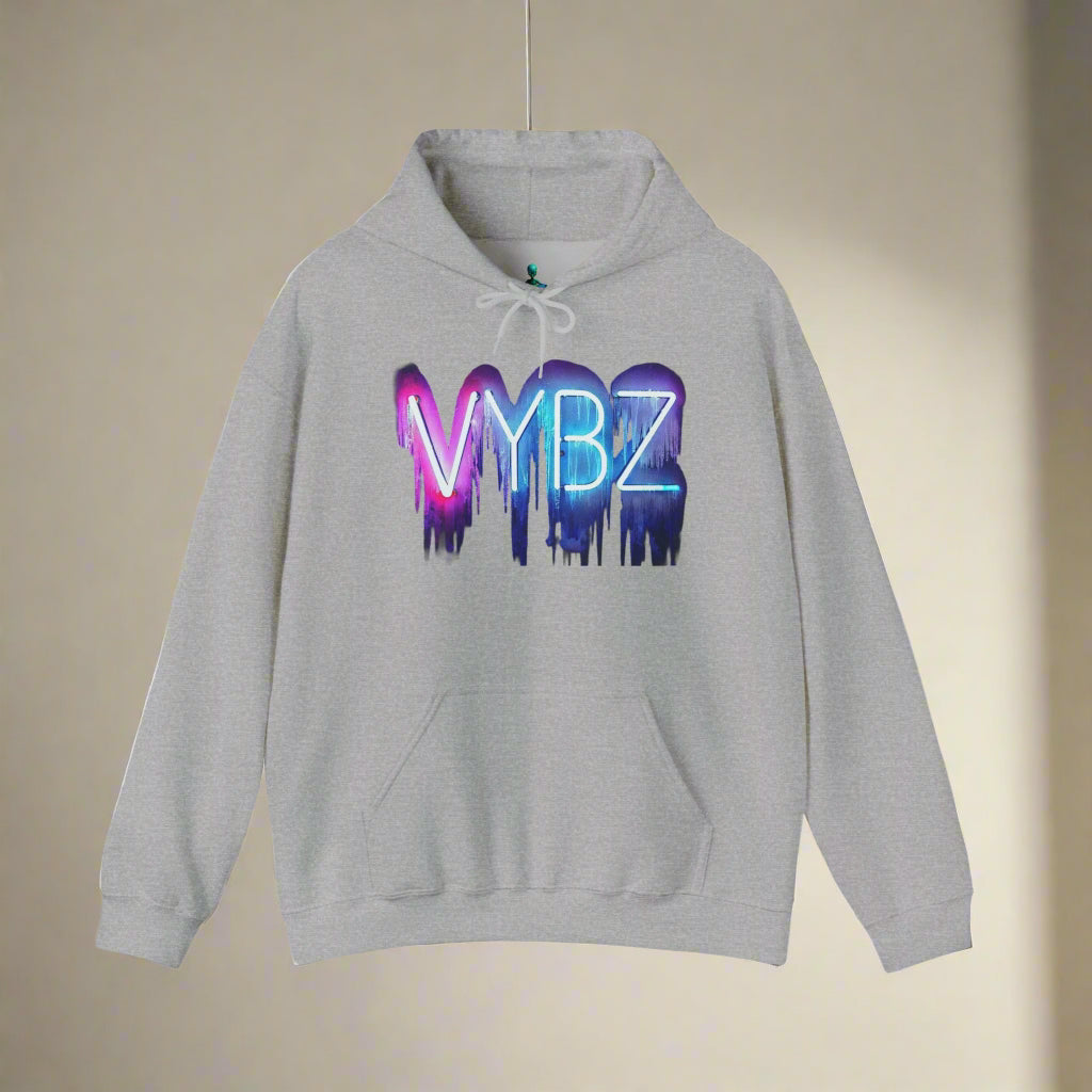 Vibrant VYBZ Unisex Hooded Sweatshirt, Trendy Streetwear, Layering Essential, Gift for Friends, Music Festival Outfit