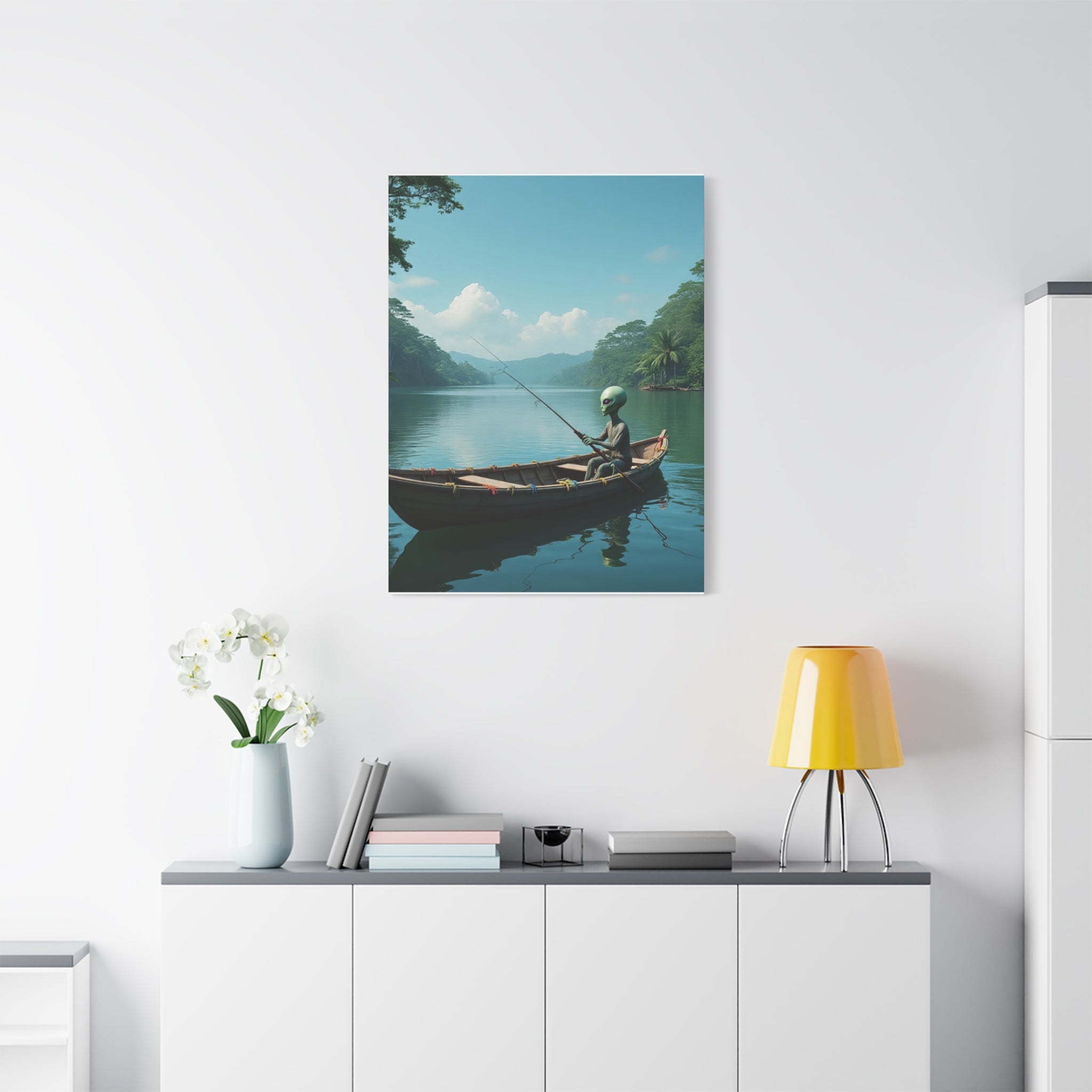Alien Fishing Canvas Art