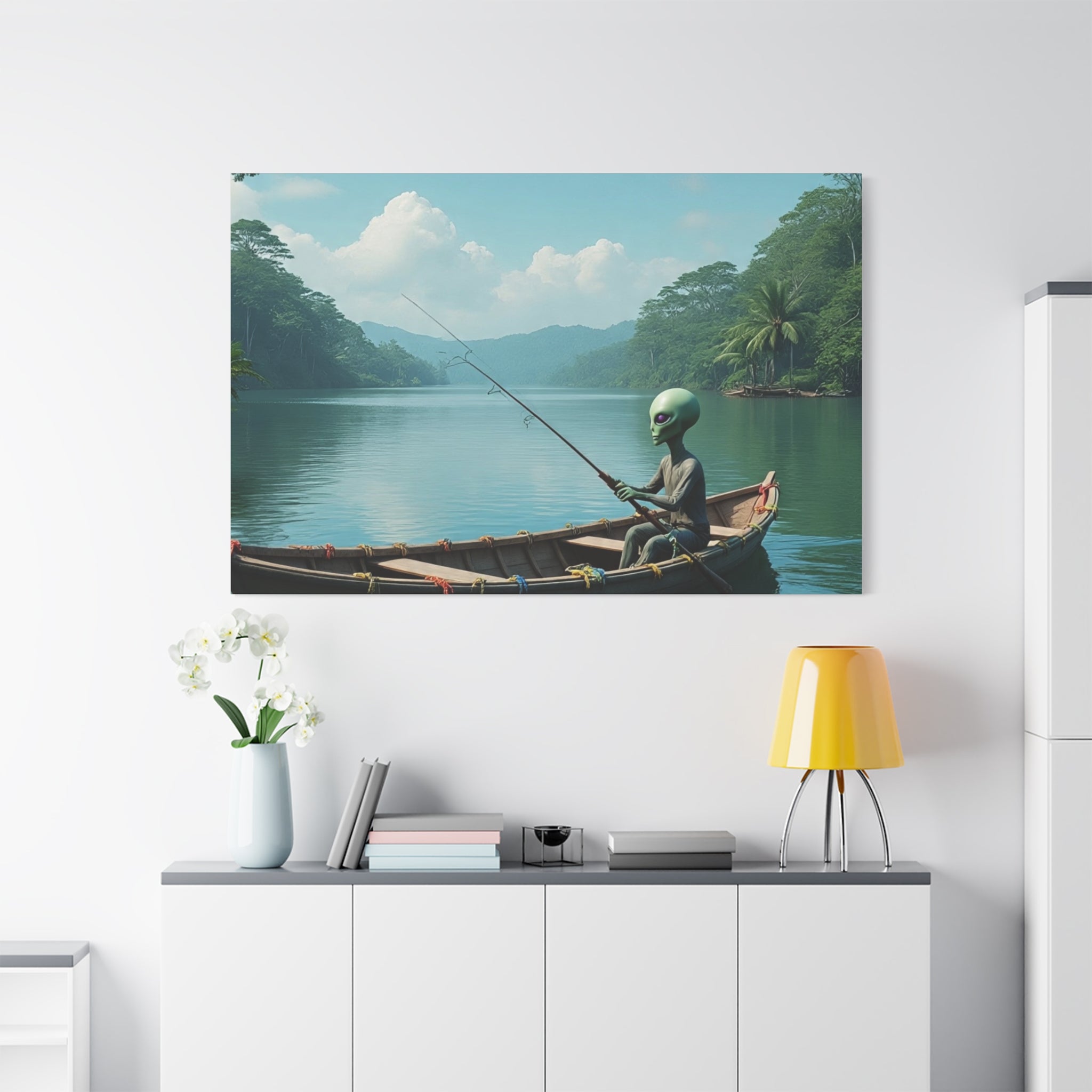 Alien Fishing Canvas Art