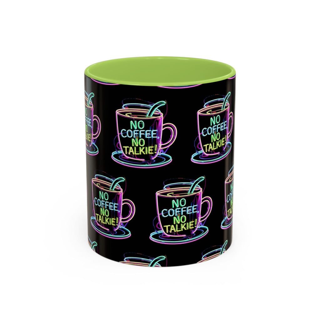 Coffee Mug — "No Coffee No Talkie" Neon Accent Mug