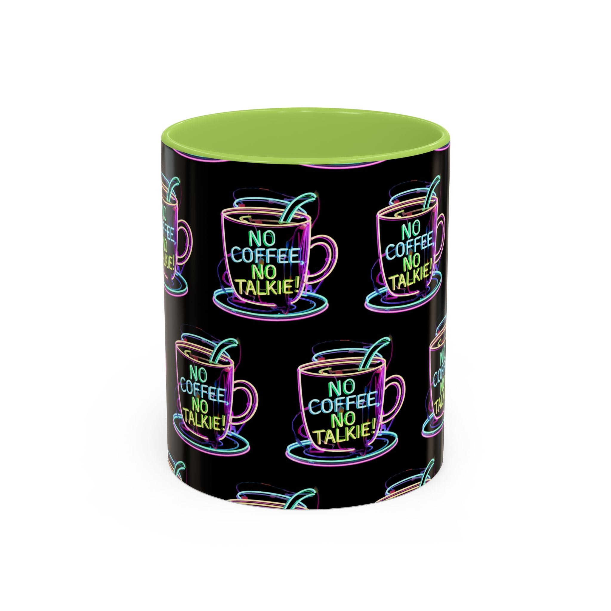 Coffee Mug — "No Coffee No Talkie" Neon Accent Mug