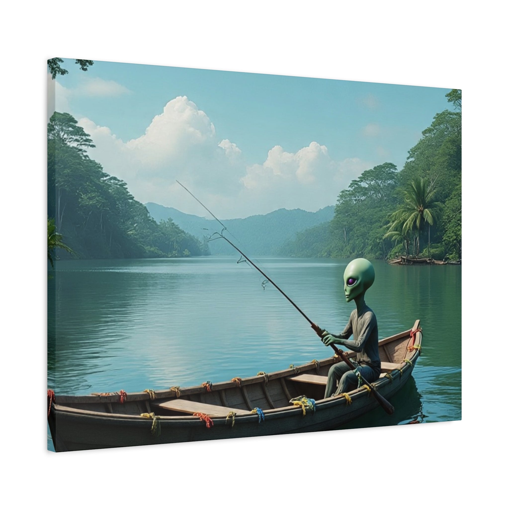 Alien Fishing Canvas Art