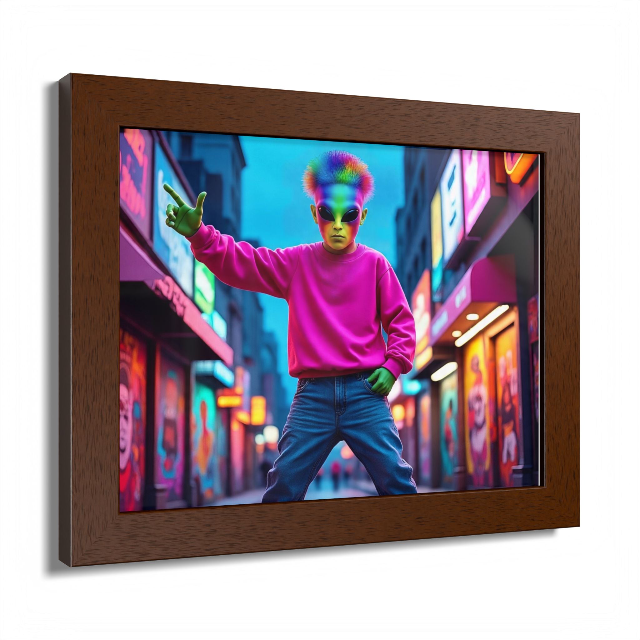 Vibrant Framed Poster, Colorful Wall Art for Home Décor, Funky Room Decoration, Unique Gift for Art Lovers, Retro Vibes, Pop Culture