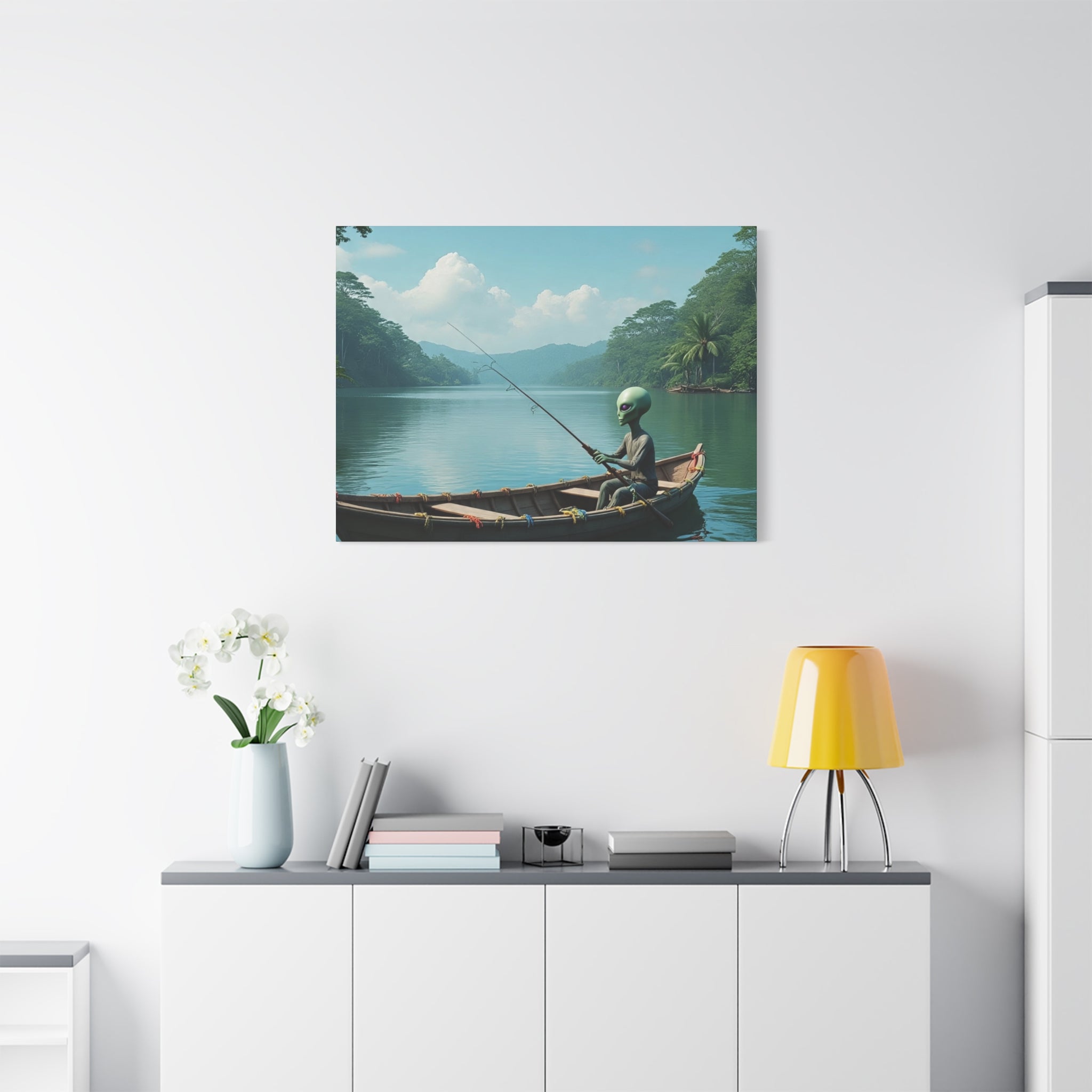 Alien Fishing Canvas Art