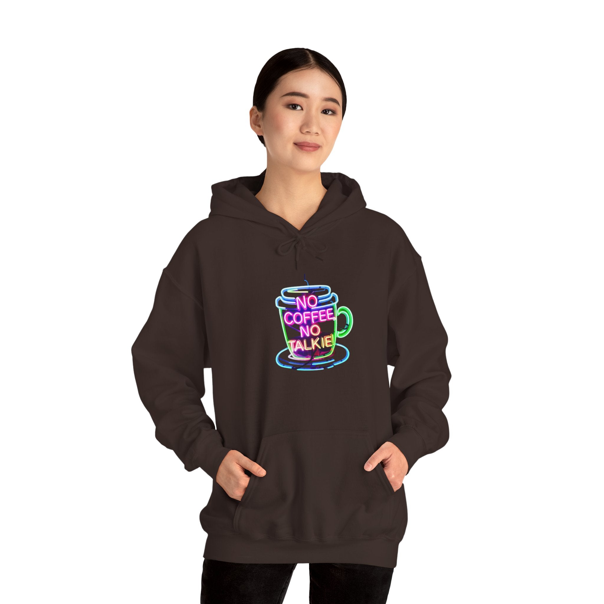 Hoodie - "No Coffee No Talkie" Colorful Coffee Cup Hoodie
