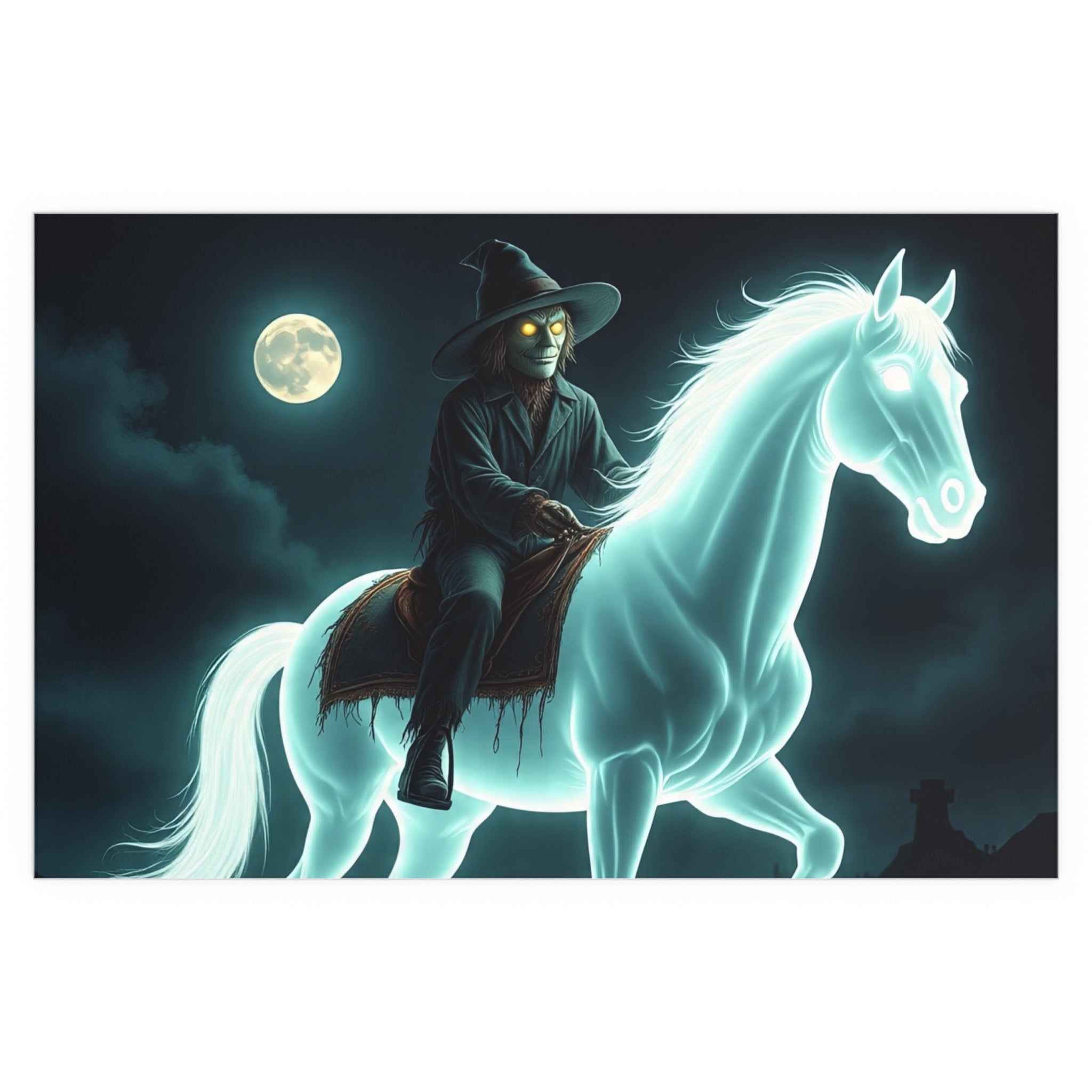 Mystical Wizard Horse Silk Poster, Home Decor, Halloween Art, Wall Art, Gift for Horse Lovers, Indoor and Outdoor Decoration