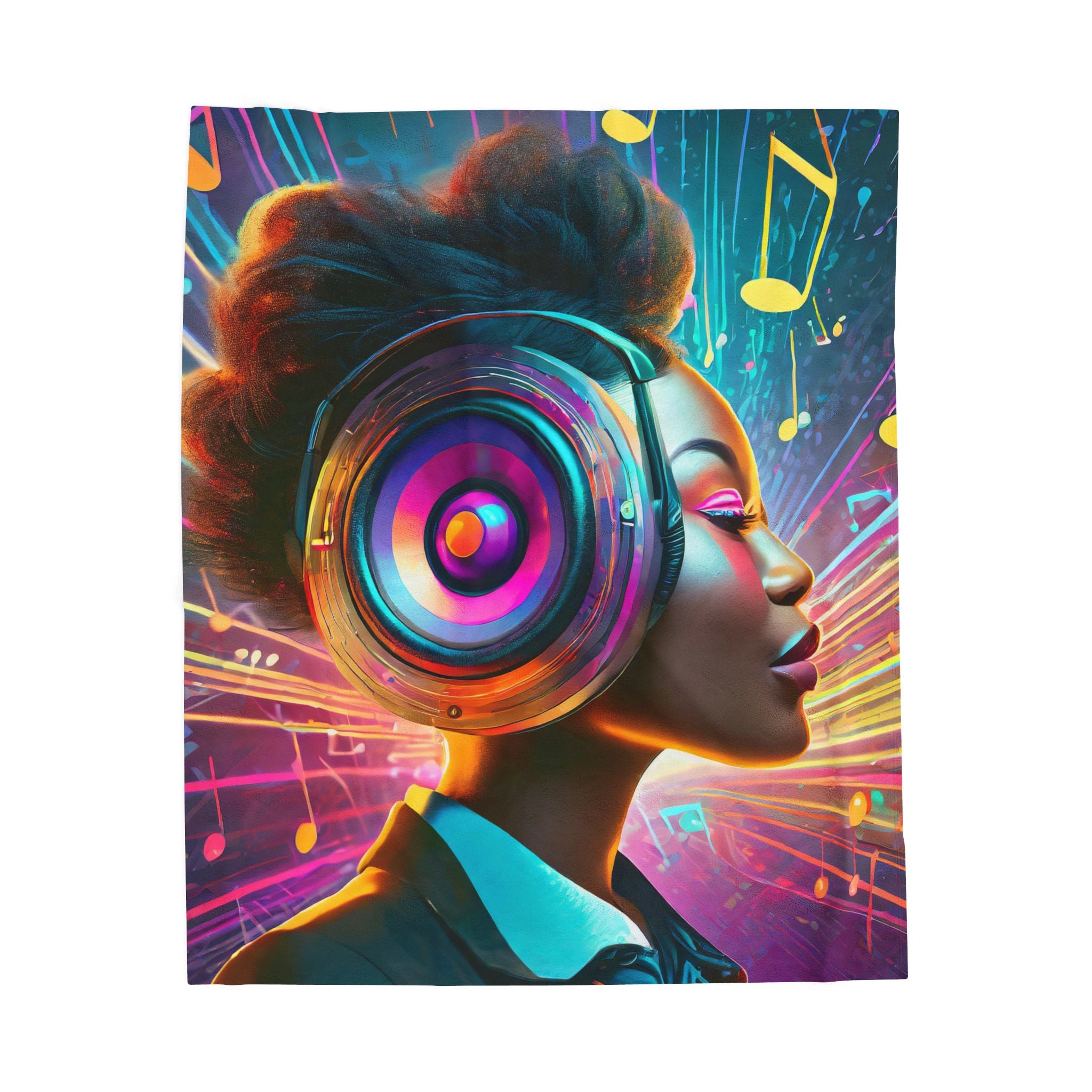 Vibrant Music Lover's Velveteen Plush Blanket
