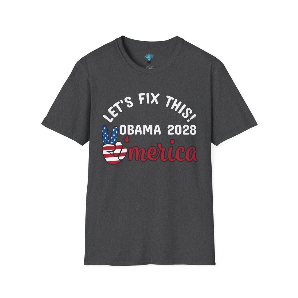 VYBZ Obama 2028 Unisex Softstyle T-Shirt, Casual Wear, Political Statement Tee, Gift for Activists, Election Merchandise