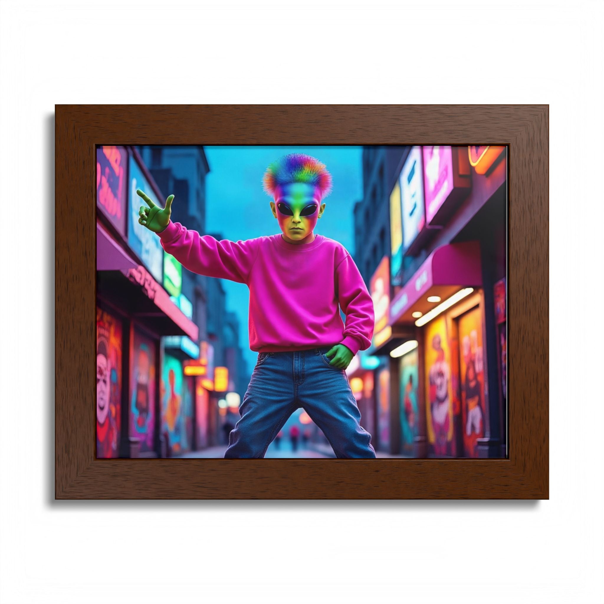 Vibrant Framed Poster, Colorful Wall Art for Home Décor, Funky Room Decoration, Unique Gift for Art Lovers, Retro Vibes, Pop Culture