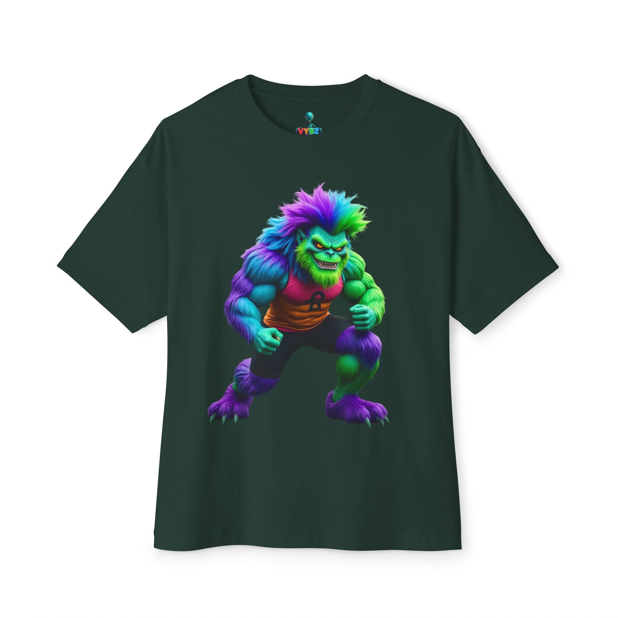 VYBZ Colorful Monster Graphic Tee, Fun Unisex Boxy Shirt, Casualwear for Kids & Adults, Gifts for Birthdays, Festivals, Summer Vibes, Streetwear