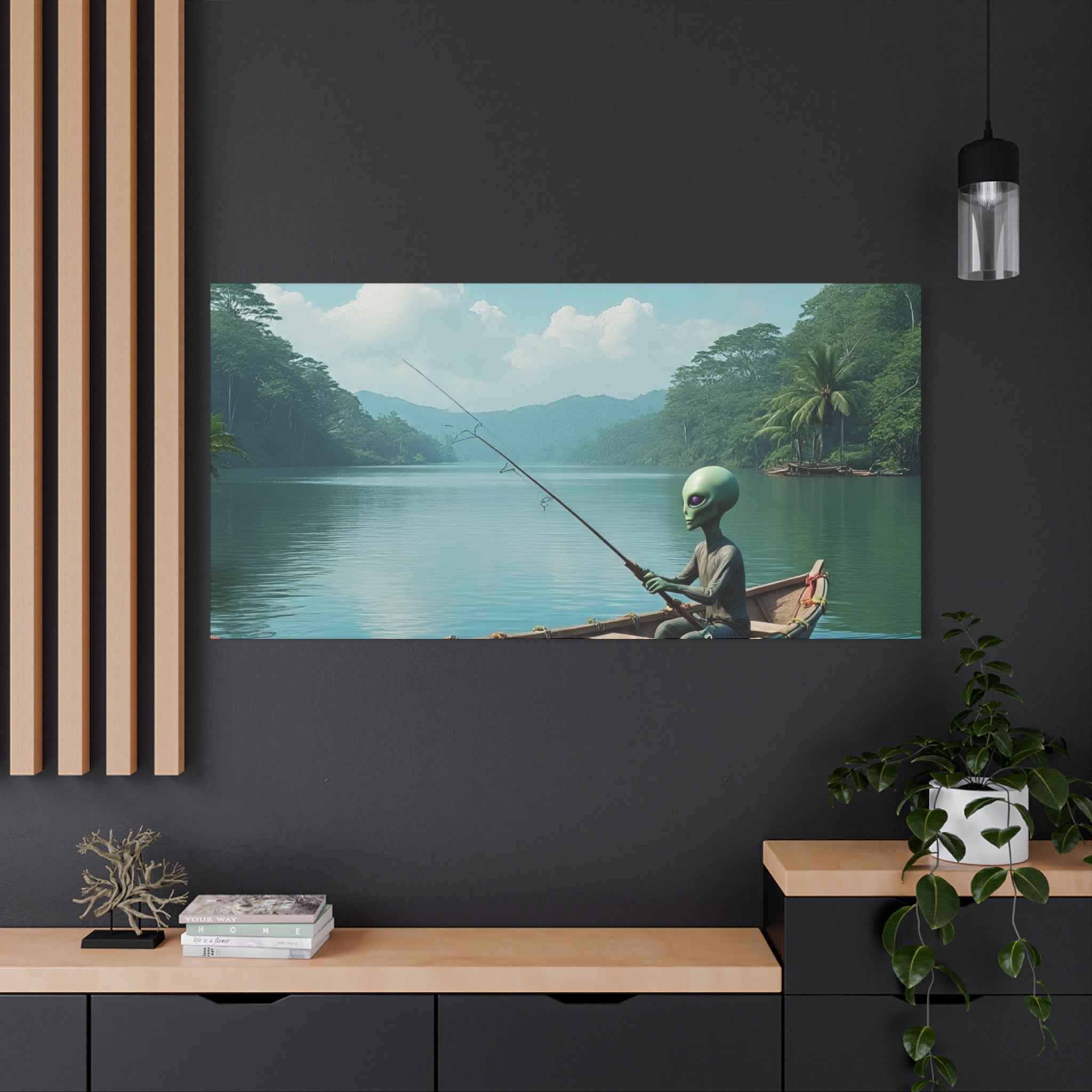 Alien Fishing Canvas Art