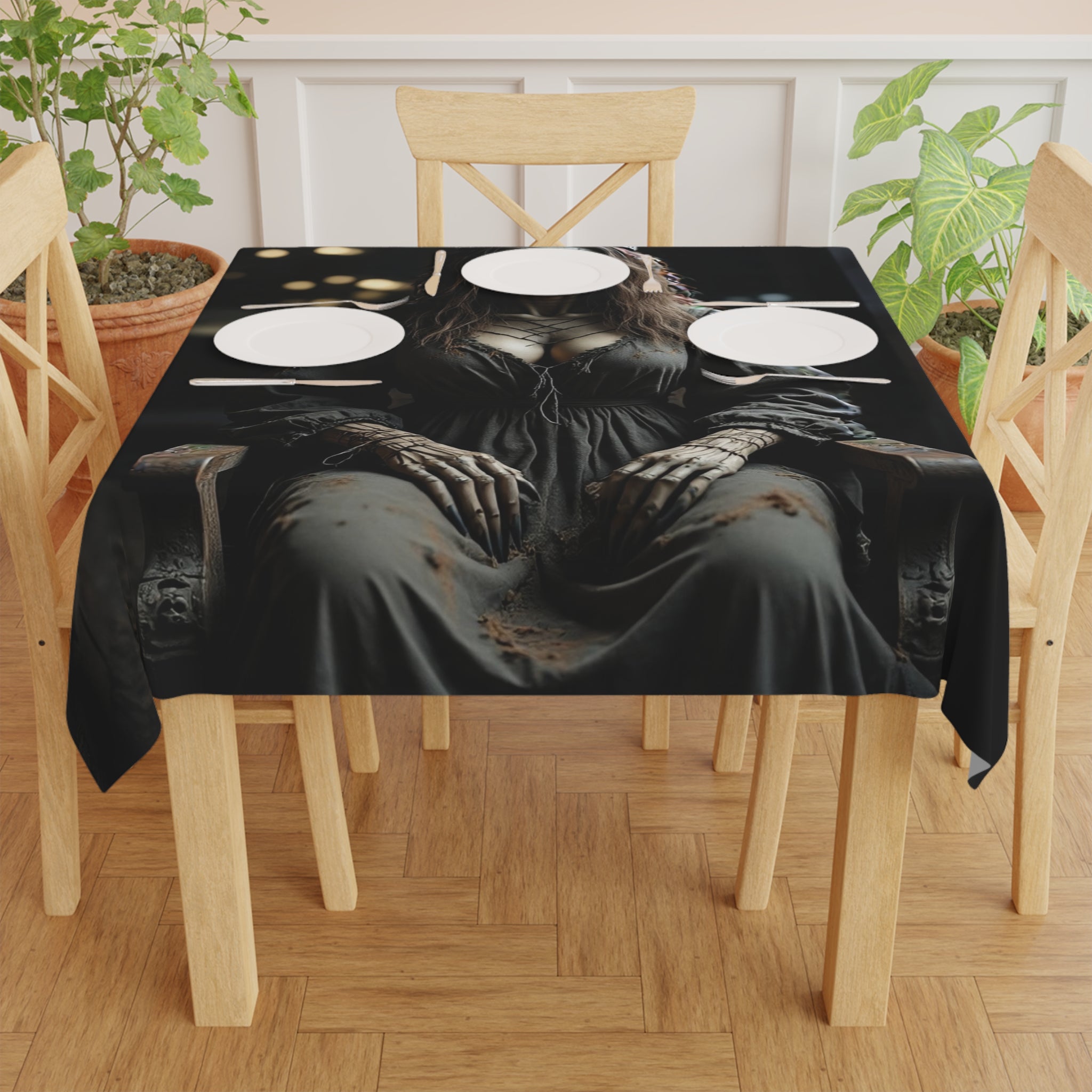 Spooky Queen Tablecloth | Halloween Decor, Table Cover, Gothic Home Accent, Dark Aesthetic, Witchy Table Setting