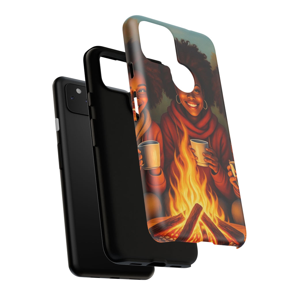 Cozy Phone Case for Campfire Lovers, Tough Cases with Inspirational Design, Perfect Gift for Friends, Birthday Present, Nature Vibe
